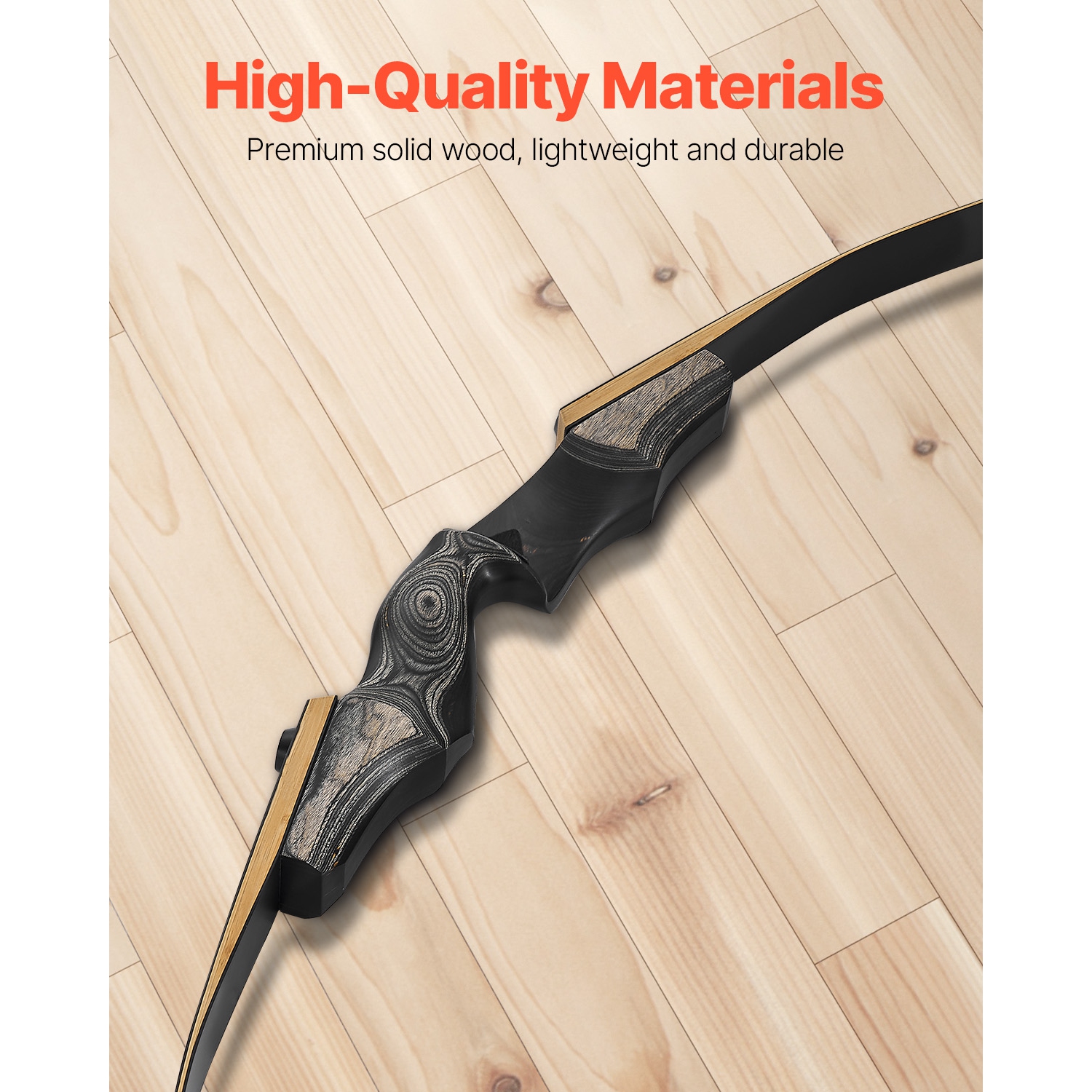 VEVOR 60 inch Recurve Bow and Arrows Kit, Wooden Takedown Bows, Right Handed Ergonomic Archery Recurve Bow Package, Longbow for Outdoor Target