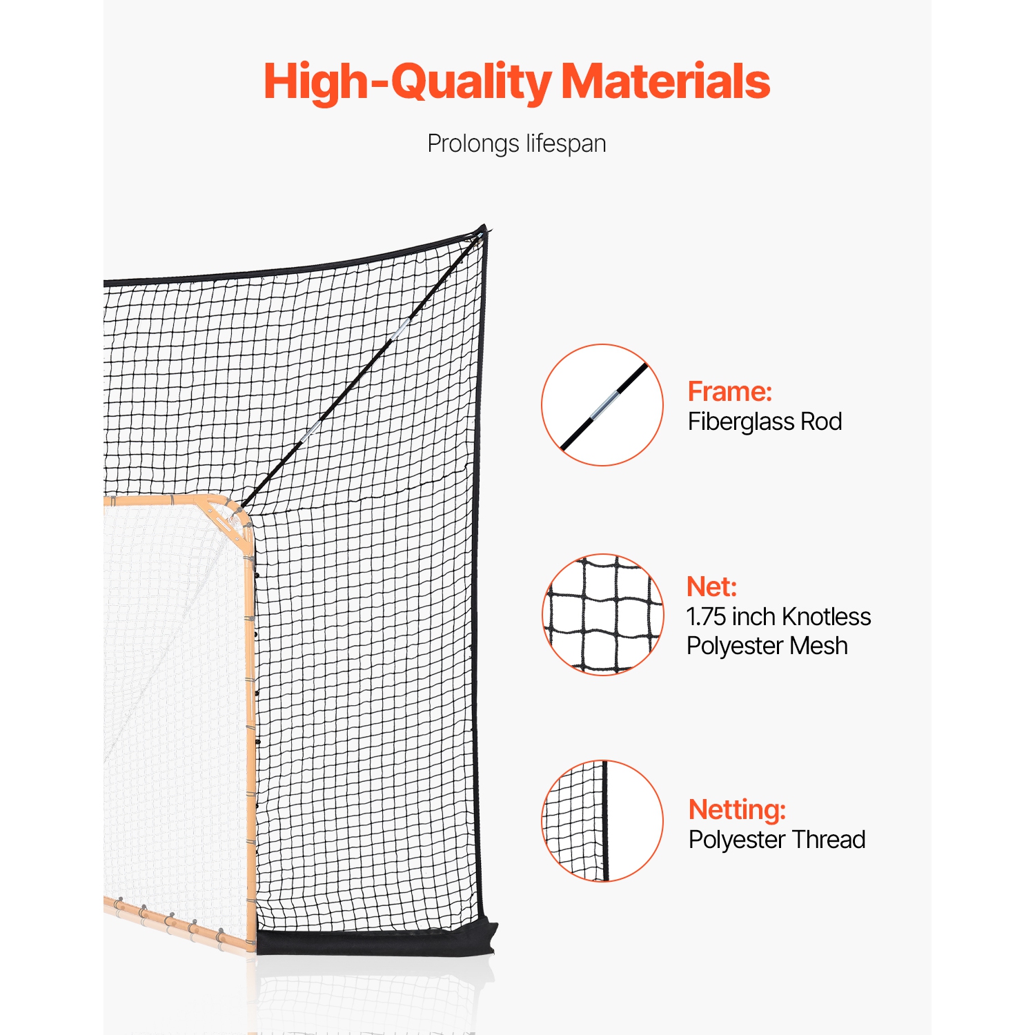 VEVOR 12x9 ft Hockey and Lacrosse Goal Backstop, Lacrosse Net with Extended Coverage, Quick Easy Setup Complete Accessories Training Net, Backyard