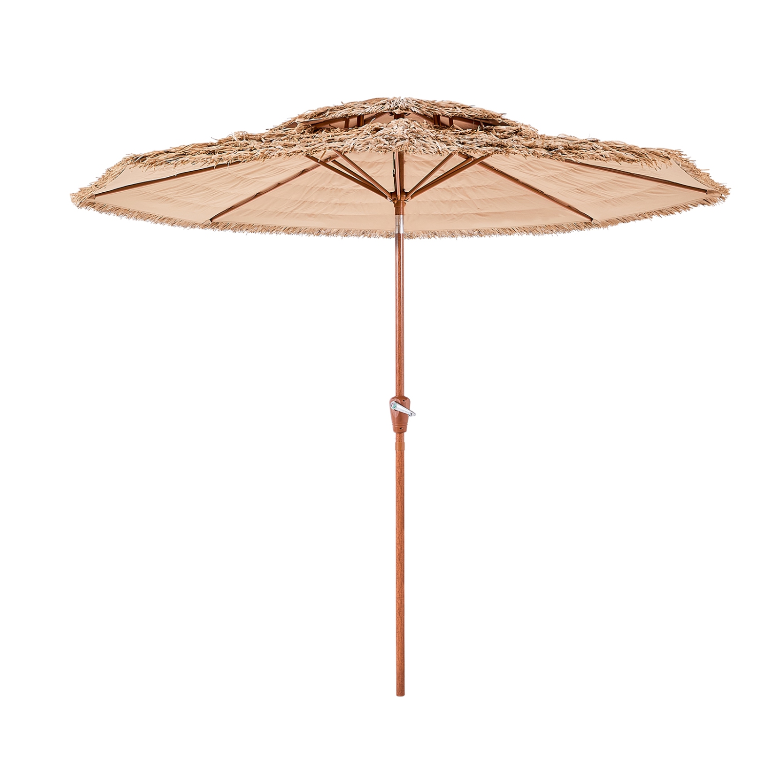VEVOR 9 ft Tiki Umbrella, Thatched Patio Umbrella with Tilt, 2-Tier Hawaiian Style Beach Parasol with PP Thatch and 8 Metal Ribs, Grass Pool