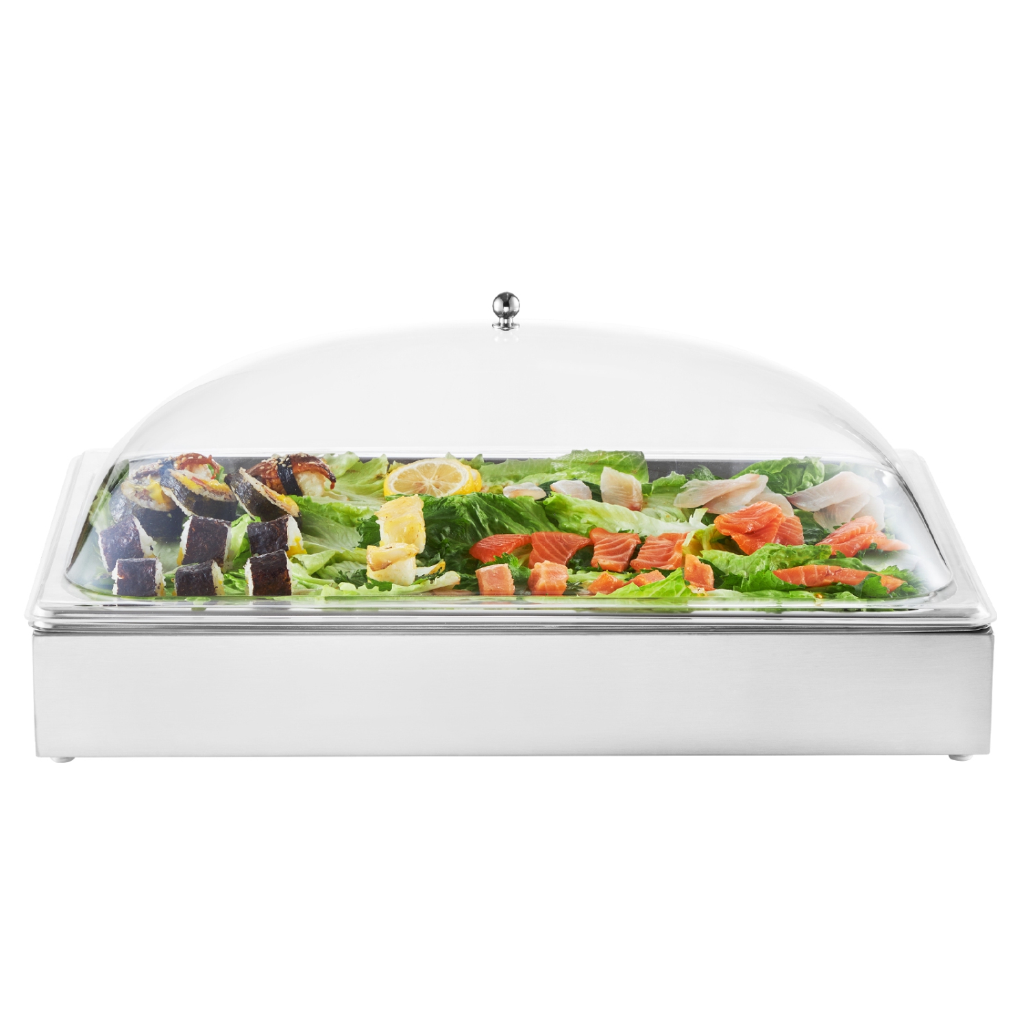 VEVOR 1 x 1 Pan Countertop Food Serving Display Container, Stainless Steel Food Serving Tray, Buffet Condiment Dispenser Display Rack with Clear Arc