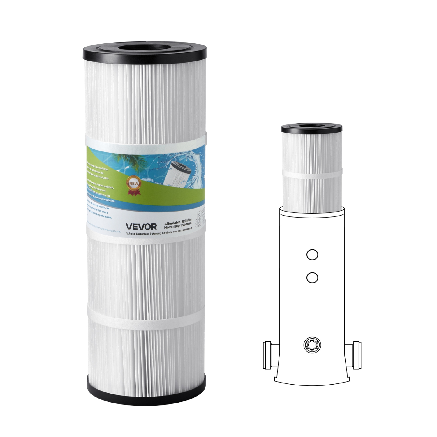 VEVOR 50 Sq. Ft Pool Filter Cartridge, Spa Hot Tub Filter Cartridge Replacement, Compatible with Hayward C500, CX500-RE, Pleatco, Secure for Kids &