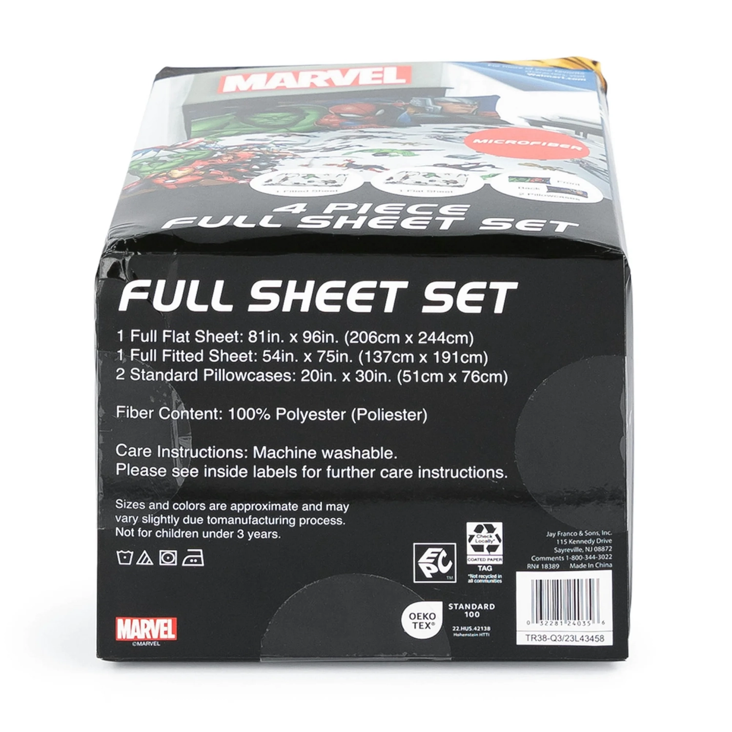 Ensemble de draps 4 pièces pour enfants Avengers de Marvel – drap plat et drap-housse, 2 taie d'oreiller