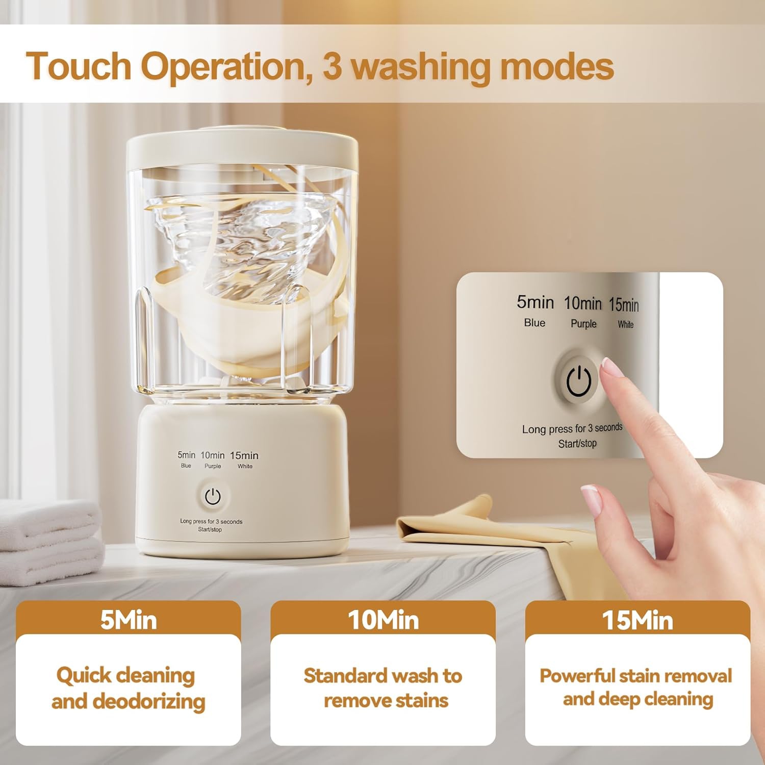 Portable Mini Washing Machine,Washing Machine Small Clothes Washer Makeup Brush Cleaner Machine,Underwear Washer for Home, Hotel RV Travel Camping