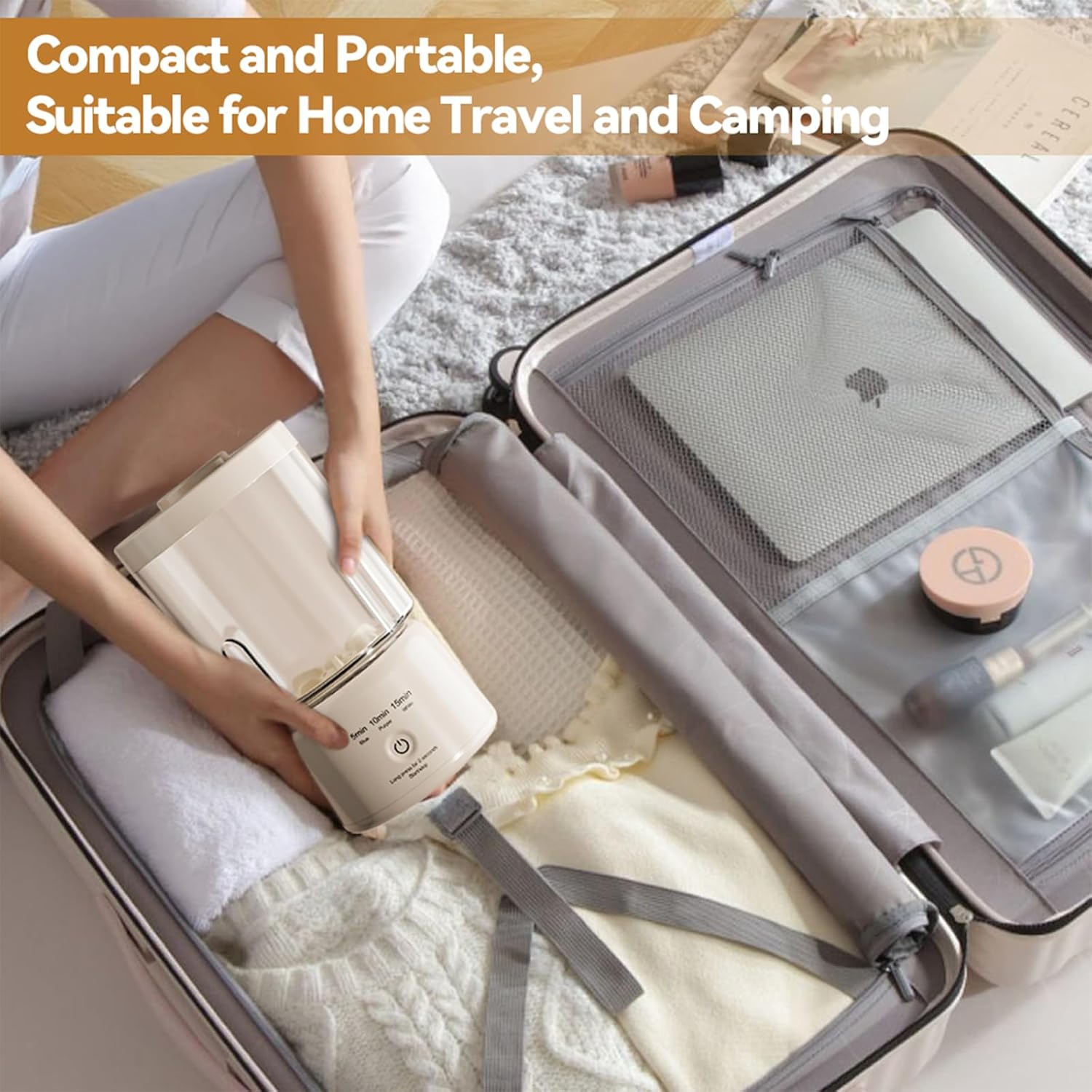 Portable Mini Washing Machine,Washing Machine Small Clothes Washer Makeup Brush Cleaner Machine,Underwear Washer for Home, Hotel RV Travel Camping