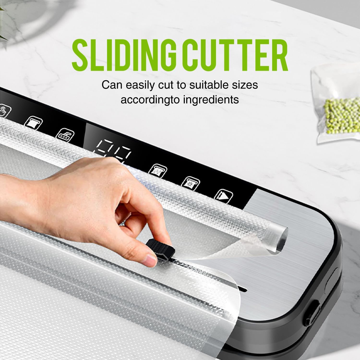 Vacuum Sealer Machine for Food,75KPa Powerful Suction Vacuum Sealer,Automatic Sealing & Packaging Machine for Food Preservation,with 10 Vacuum Bags