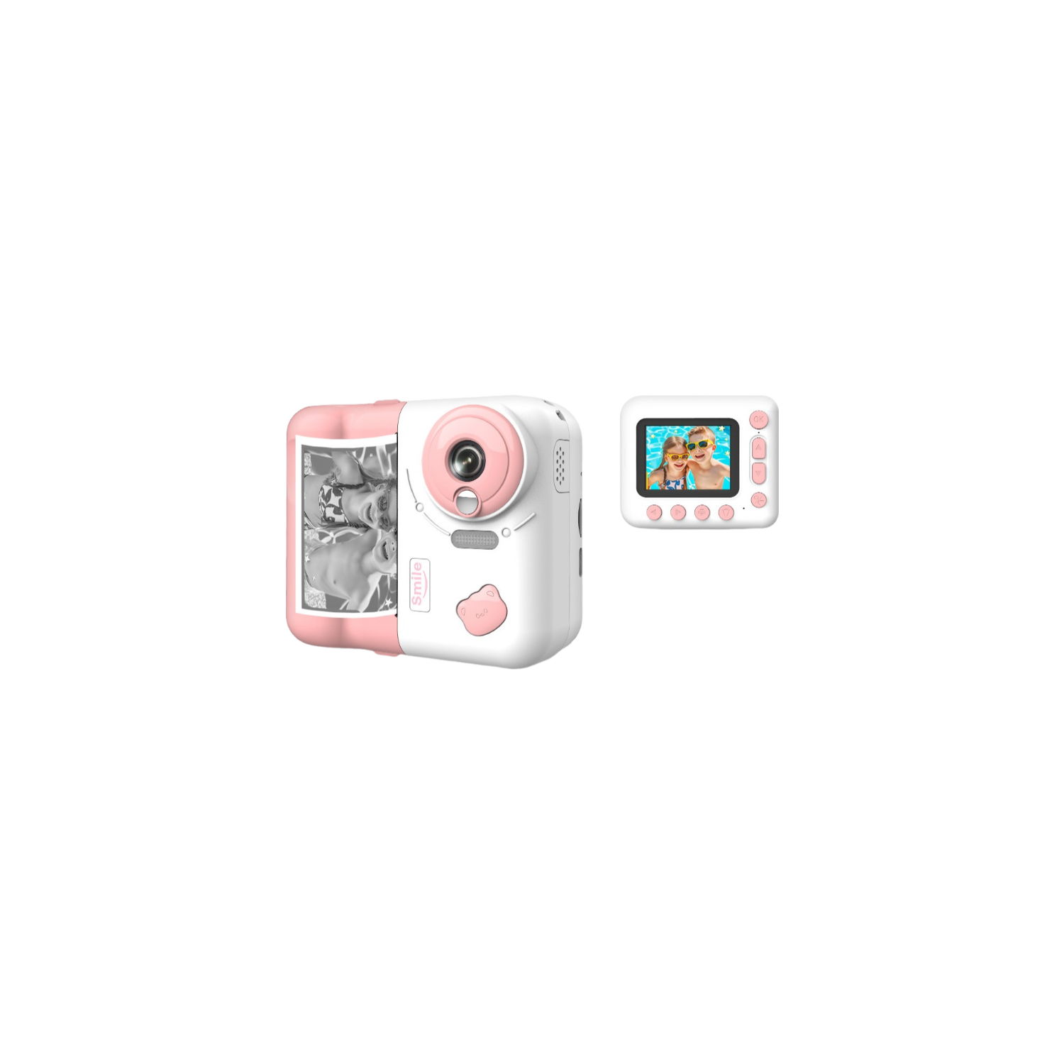 Kids' Instant Camera Digital Camera with Instant Print, 10x Zoom, 12MP Pixels, Toy Gift - Pink
