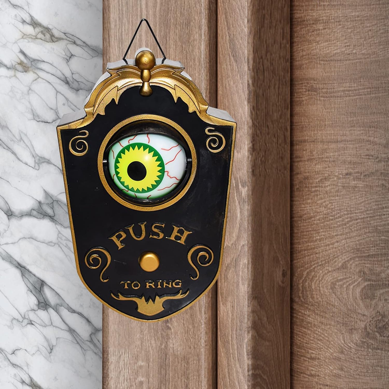 Halloween One-Eyed Doorbell Decorative LED Electric Lighting Eyeball Doorbell - Scary Sound, Hanging Design Creates a Horrifying Sound Pendant - White
