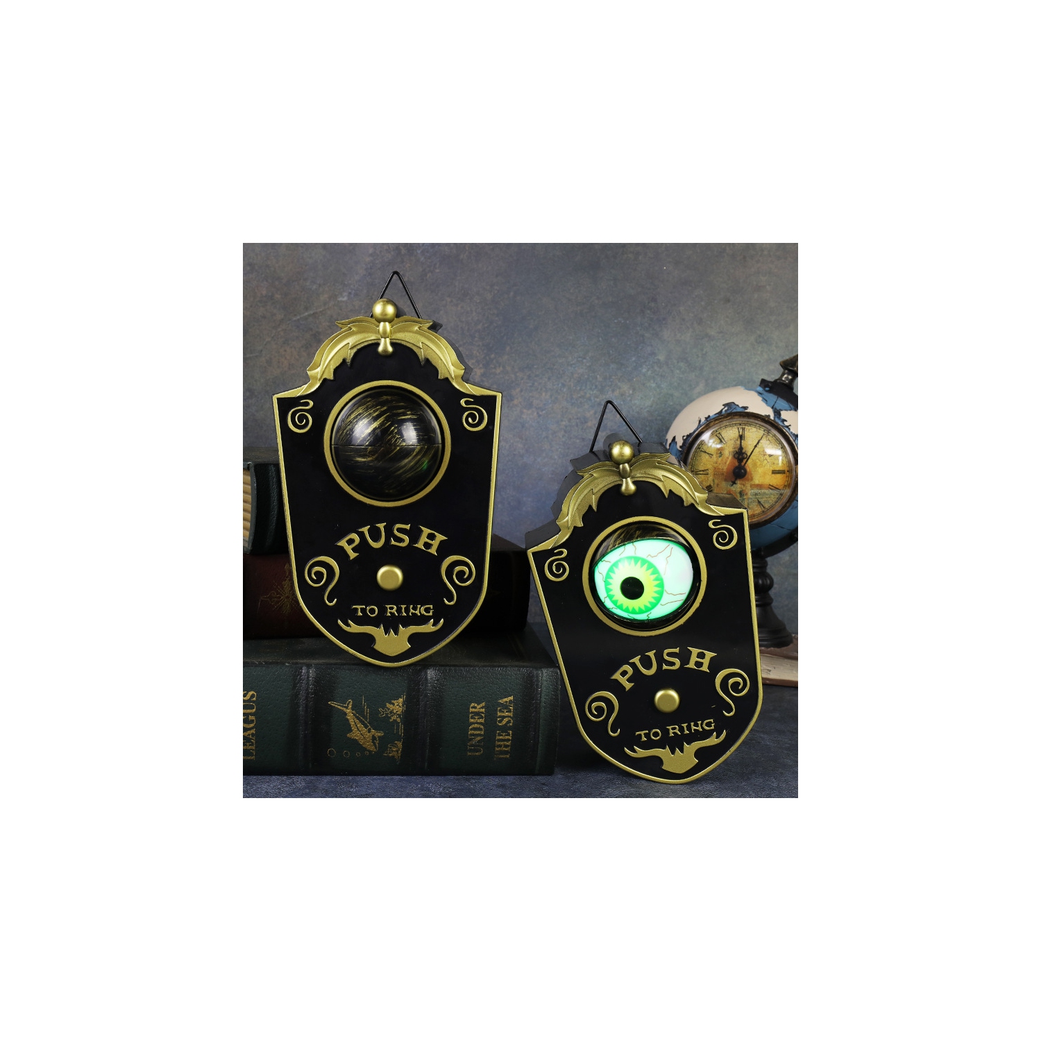 Halloween One-Eyed Doorbell Decorative LED Electric Lighting Eyeball Doorbell - Scary Sound, Hanging Design Creates a Horrifying Sound Pendant - White