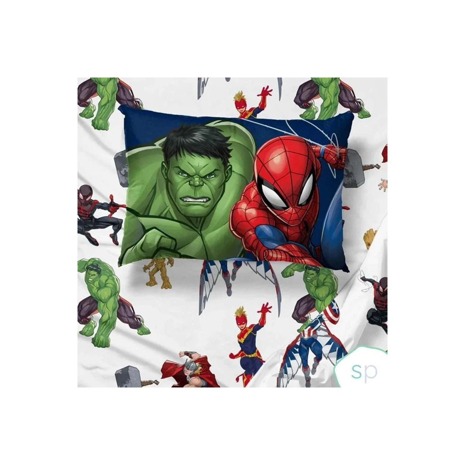Ensemble de draps multicolores pour lit simple de 3 pièces Avengers pour enfants&nbsp;: drap plat, drap-housse et taie d'oreiller