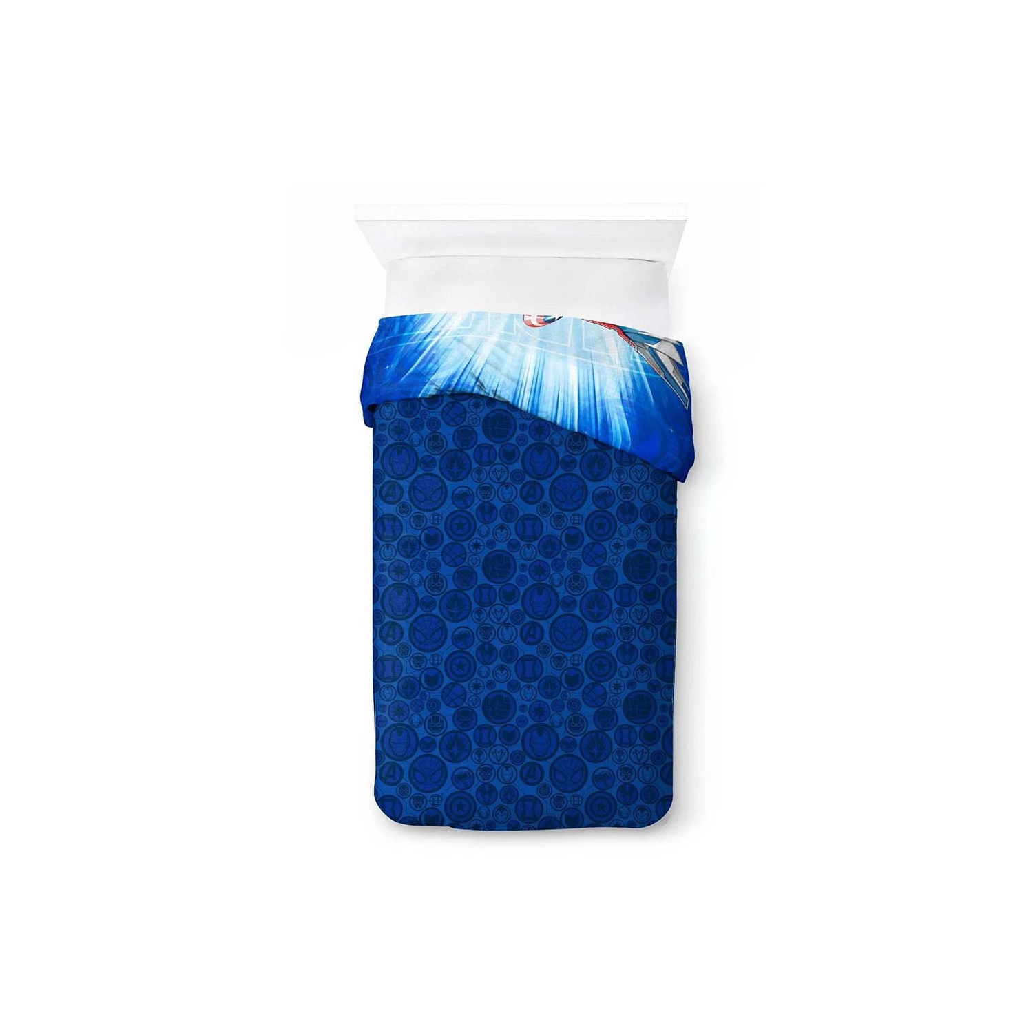 Ensemble de draps en sac pour lit simple de 4 pièces Avengers pour enfants : couvre-lit, drap plat, drap-housse et taie d'oreiller