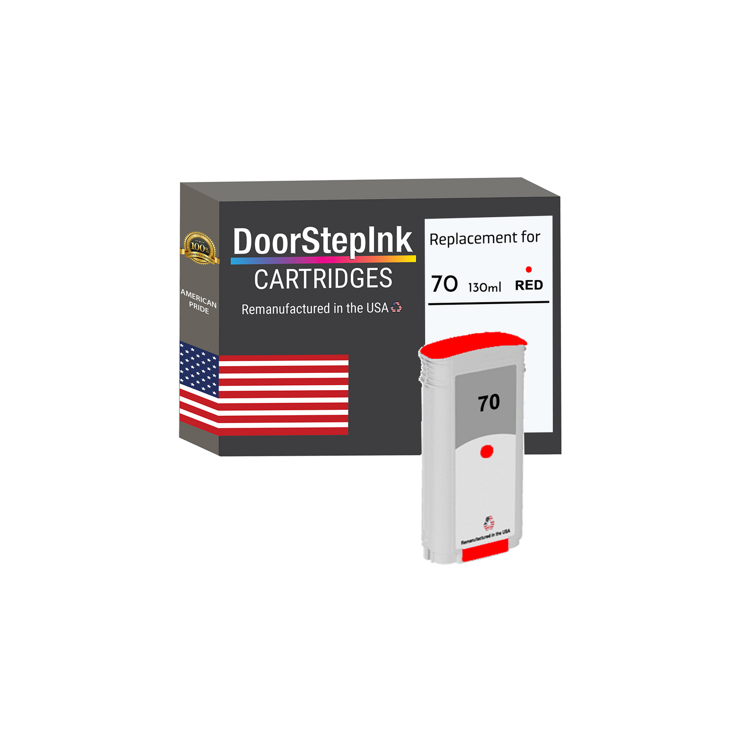 DoorStepInk Brand for HP 70 130-ml Red Remanufactured in the USA Ink Cartridge