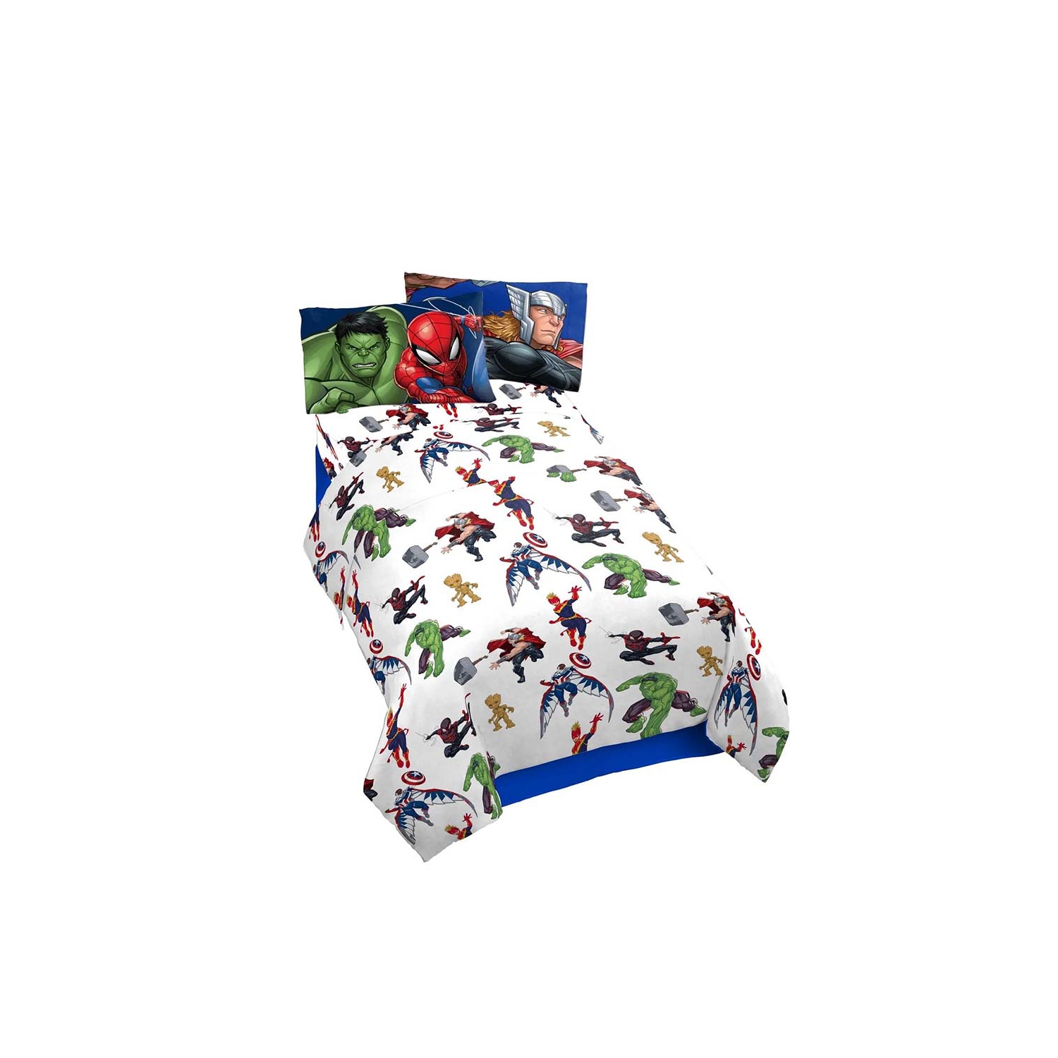 Avengers 5-Pcs Full Bed in Bag Sheet Set for Kids - Comforter, Flat Sheet, Fitted Sheet, and 2 Pillowcase