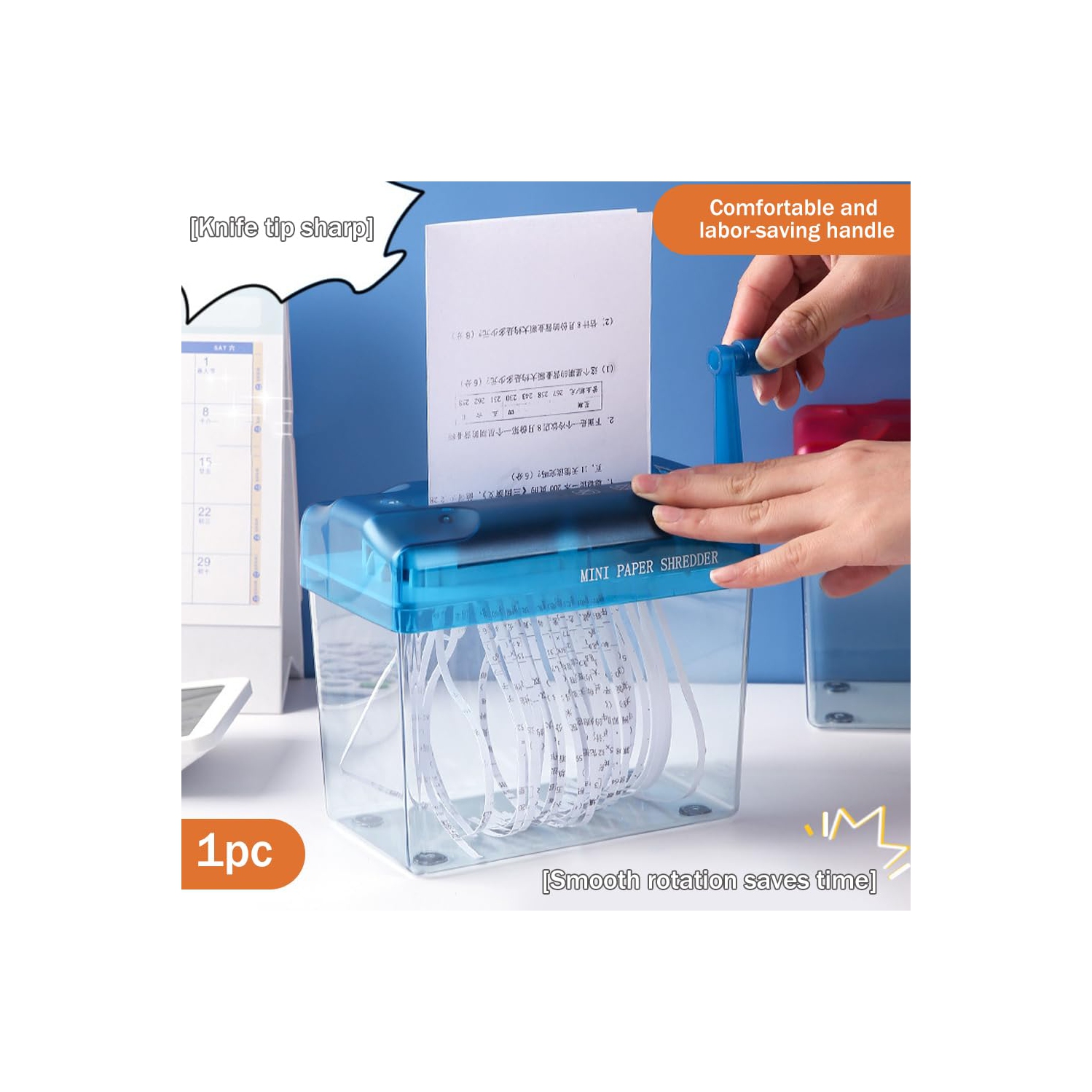 Mini-déchiqueteuse manuelle,Déchiqueteuse manuelle Déchiqueteuse pour documents Classeur pour bureau d'école,Coupe-papier à la main pour