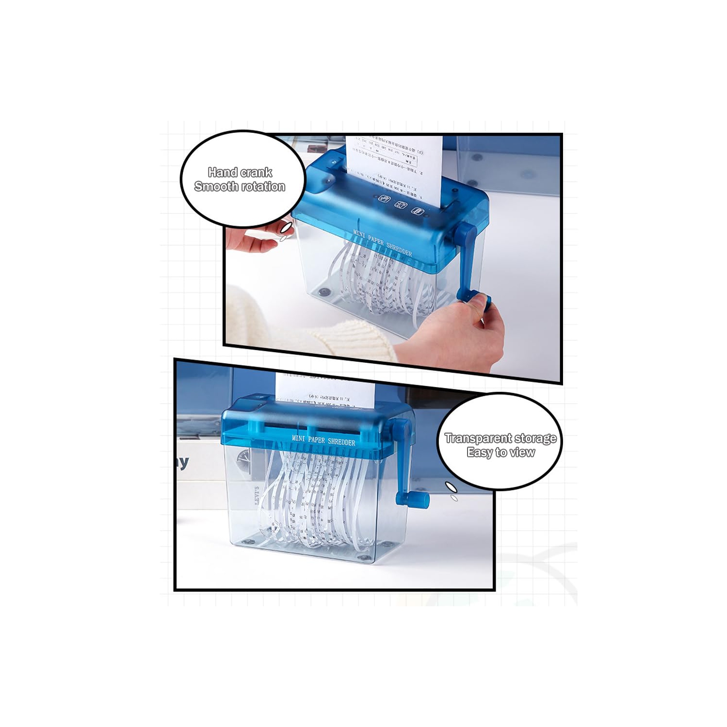 Mini-déchiqueteuse manuelle,Déchiqueteuse manuelle Déchiqueteuse pour documents Classeur pour bureau d'école,Coupe-papier à la main pour