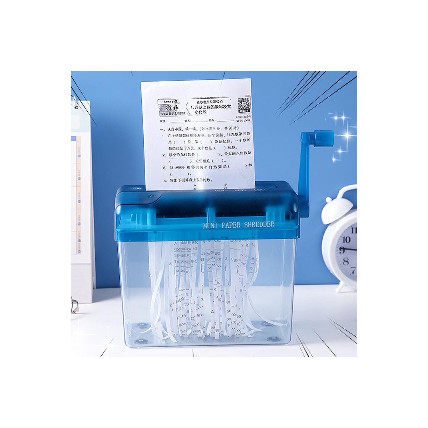 Mini Hand Shredder,Portable Paper Shredder Manual Shredder Document File Straight Cutting Machine for School Office,Hand Paper Cutter for