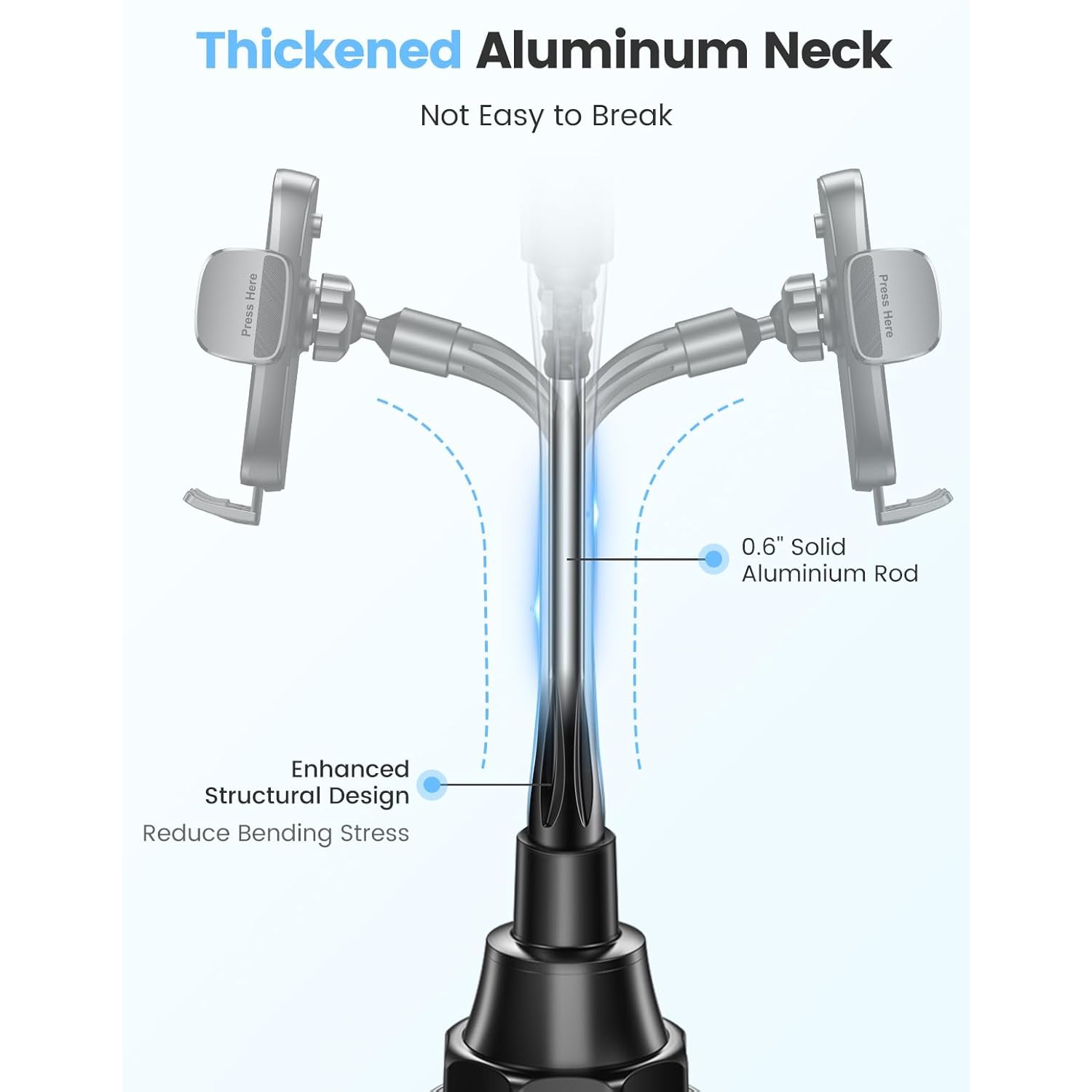 Z Car Phone Holder, Dual 360° Rotate Gooseneck Cup Holder Phone Mount for Car, Flexible Cell Phone Holder Car Compatible with iPhone 16 Pro