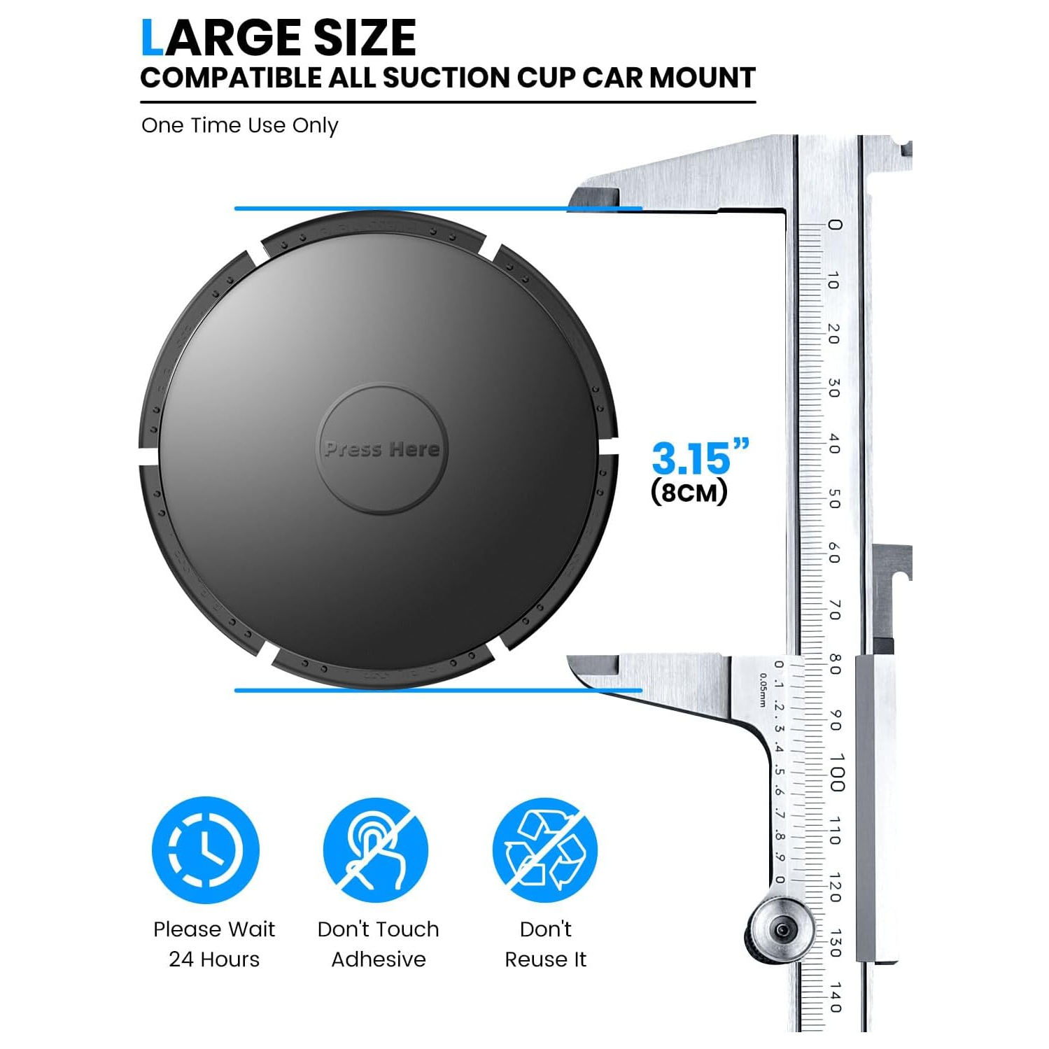 e Sticky Pad for Car Dashboard, for Suction Cup Phone Mount, 3M Adhesive Pad [Diameter: 3.1] Dash Mount Disk for iPhone/iPad/Tablet/GPS Holder