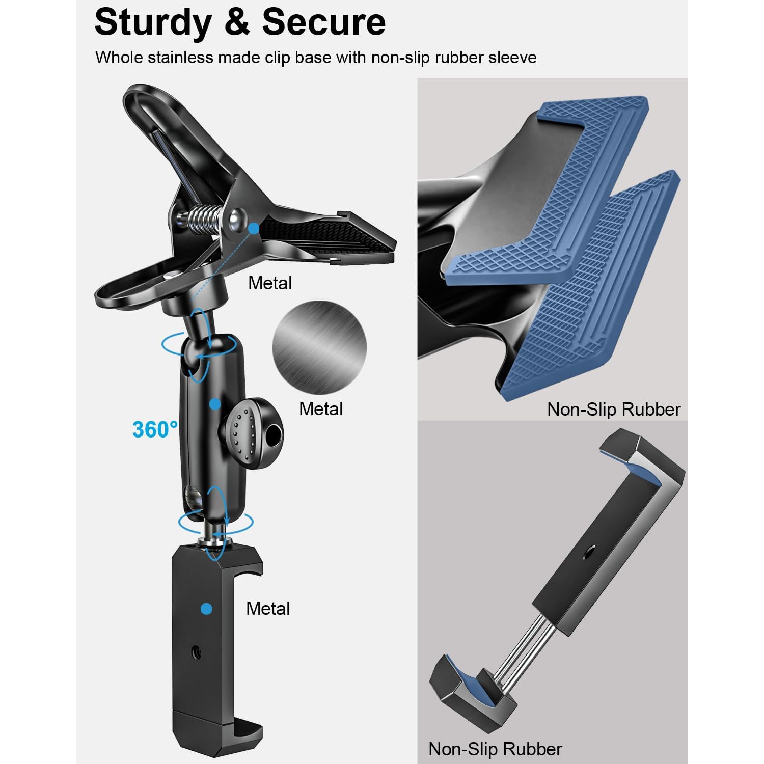 w Car Sun Visor Phone Holder - [Metal Magic Arm] Cell Phone Holder for Car Mount with 1/4'' Screw Camera Clamp, for iPhone 15 14 13 12 Pro Max,