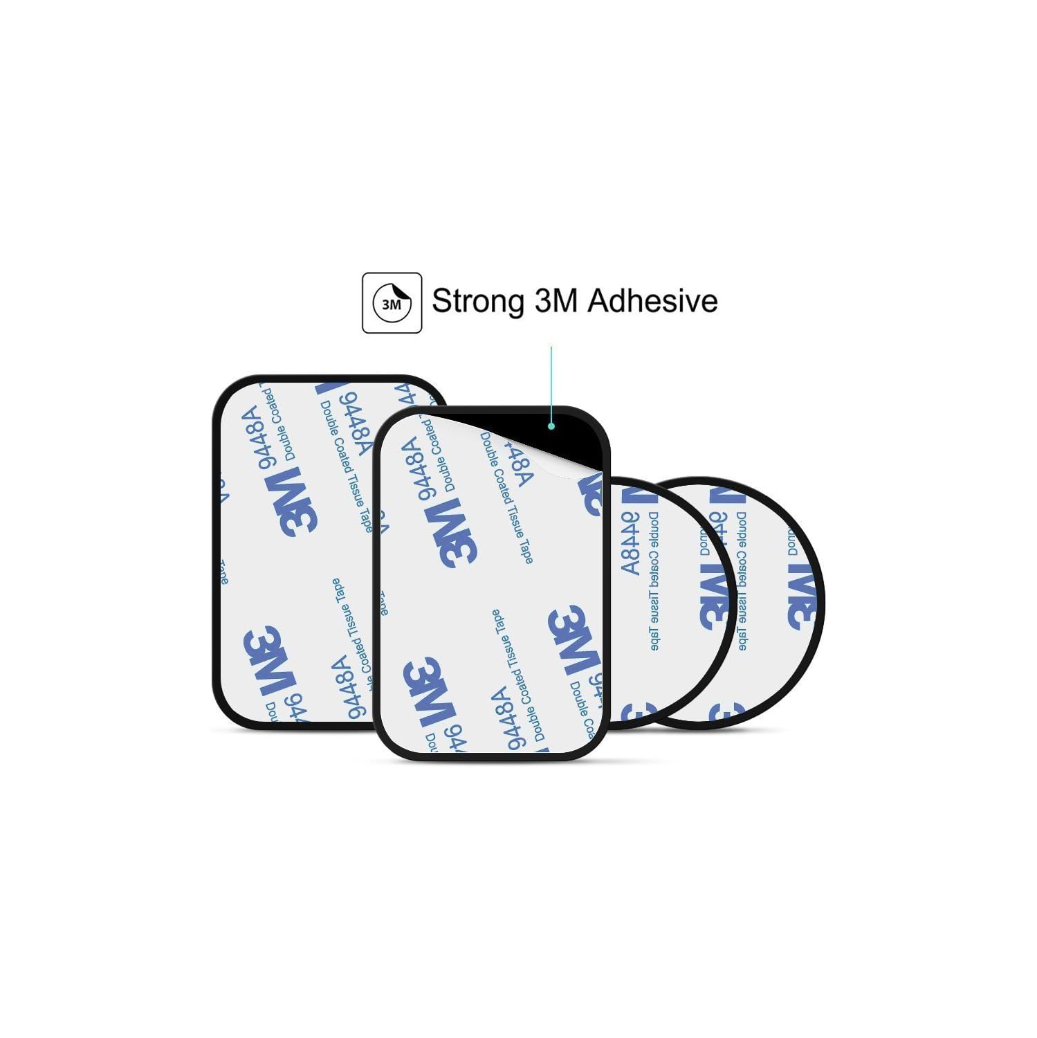 Metal Plate, 4 Pack Universal Mount Metal Plate with Adhesive for Magnetic Car Mount Cell Phone Holder, 2 Rectangular and 2 Round