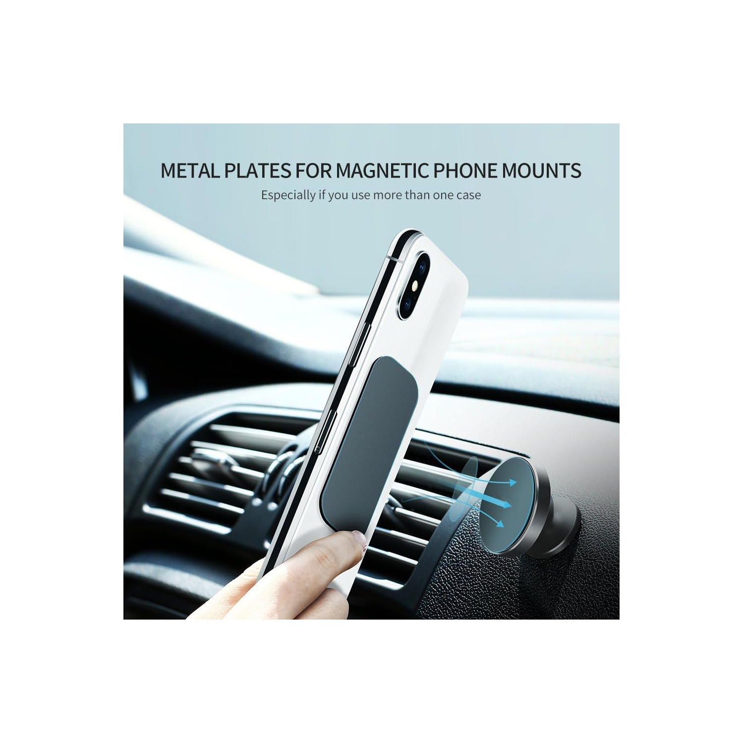 Metal Plate, 4 Pack Universal Mount Metal Plate with Adhesive for Magnetic Car Mount Cell Phone Holder, 2 Rectangular and 2 Round