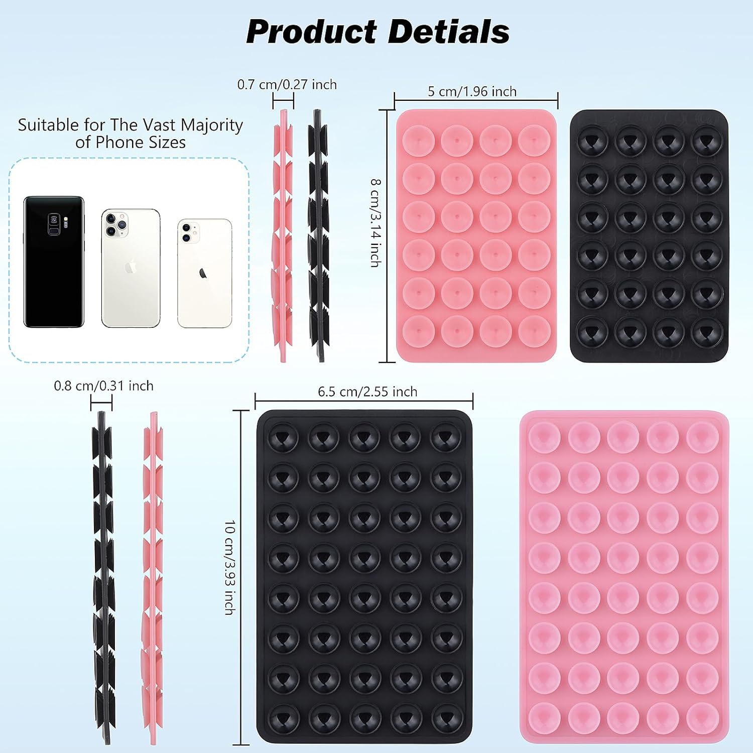 4 Pcs Silicone Suction Phone Case Mount Holder, Double Sided Suction Cup Phone Mount Hands-Free Strong Grip Holder for Selfies&Videos, Silicon Sticky