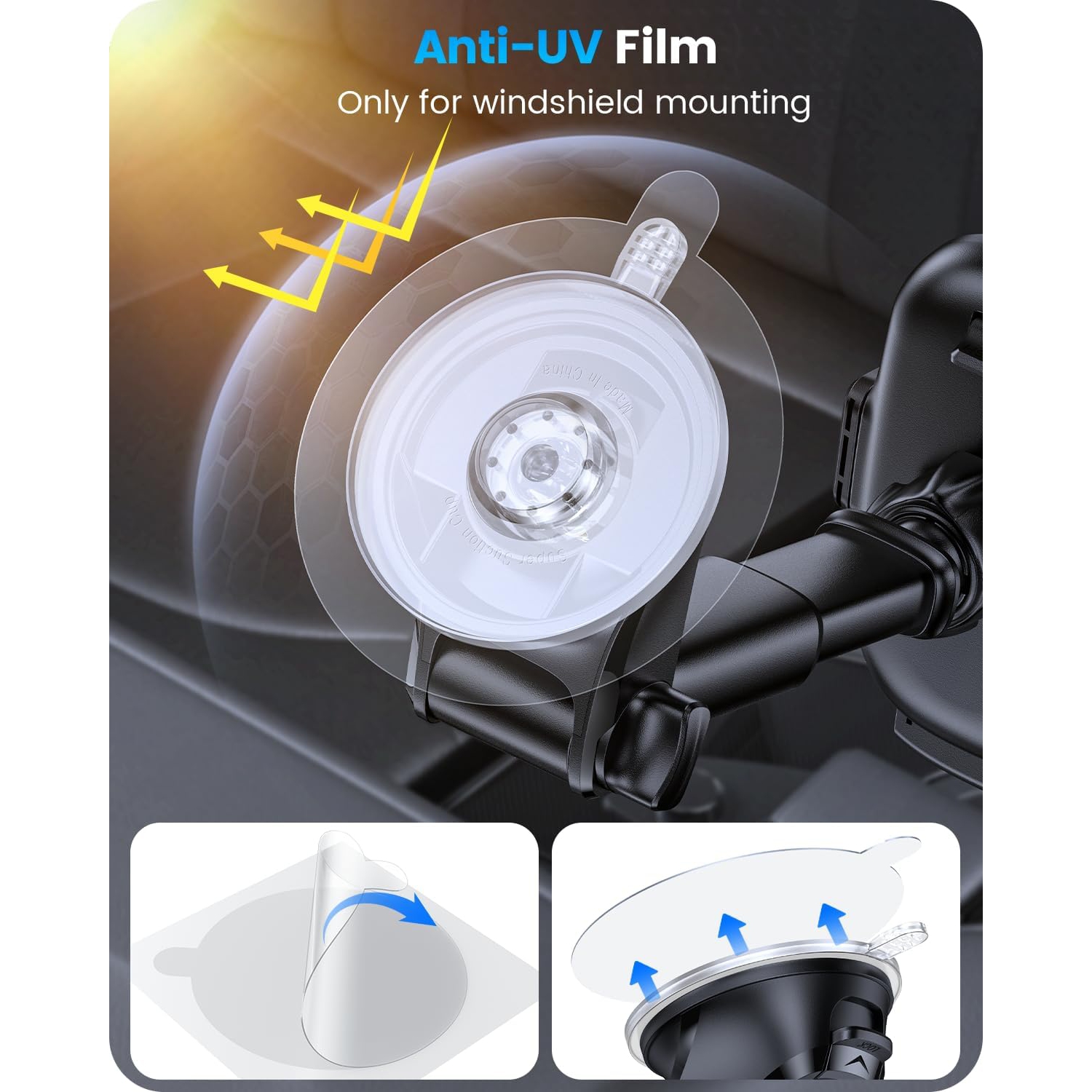 O 3-in-1 Suction Cup Phone Holder Windshield/Dashboard/Air Vent, Dashboard & Windshield Suction Cup Car Phone Mount with Strong Sticky Gel Pad,