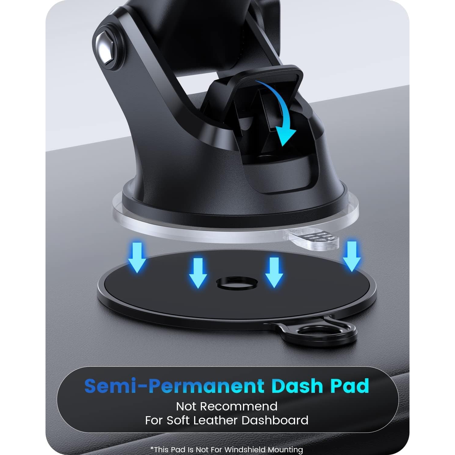 O 3-in-1 Suction Cup Phone Holder Windshield/Dashboard/Air Vent, Dashboard & Windshield Suction Cup Car Phone Mount with Strong Sticky Gel Pad,