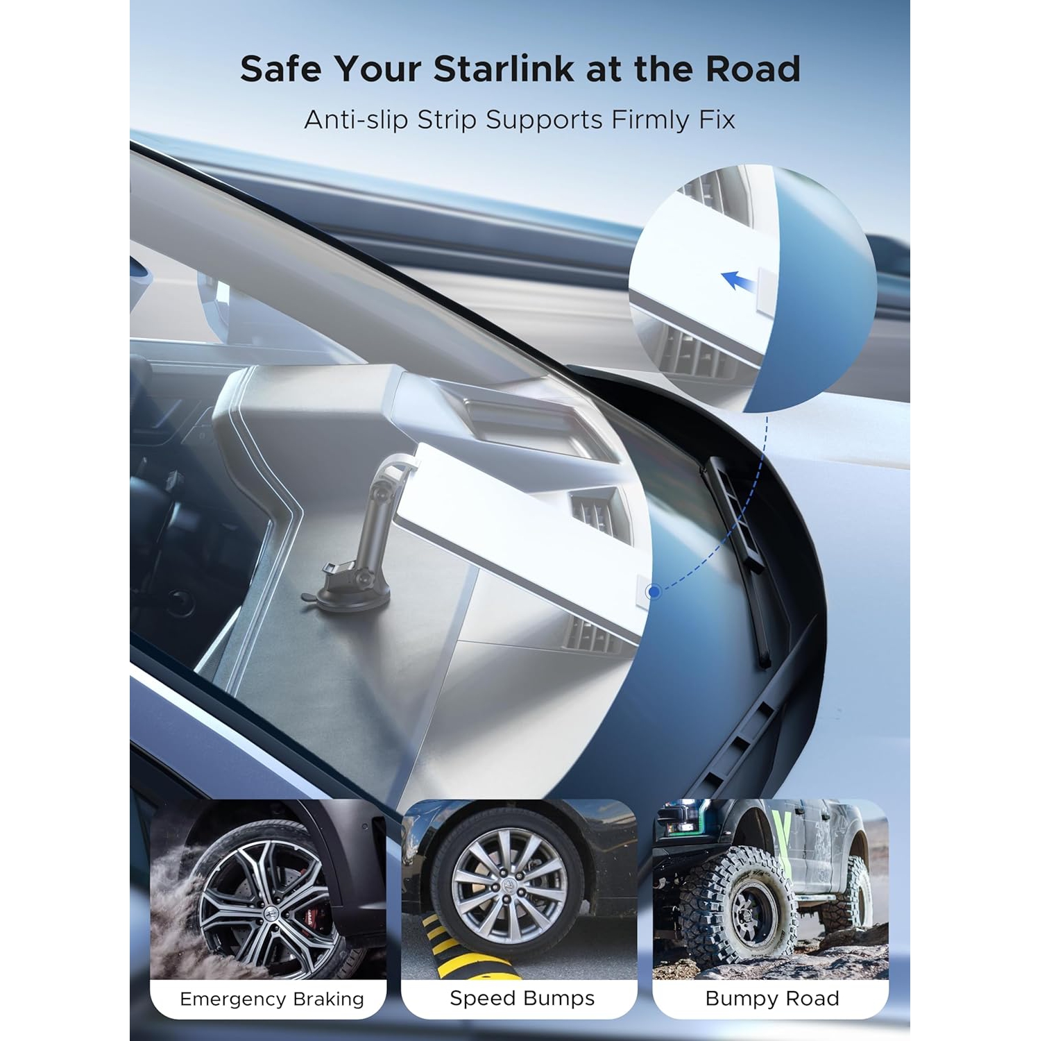 Starlink Mini Car Mount for Dashboard, c Starlink Mini Mounting Kit, [Sticky Suction Base, Angle-Adjustable, Secure Hold] Car Suction Cup Mount
