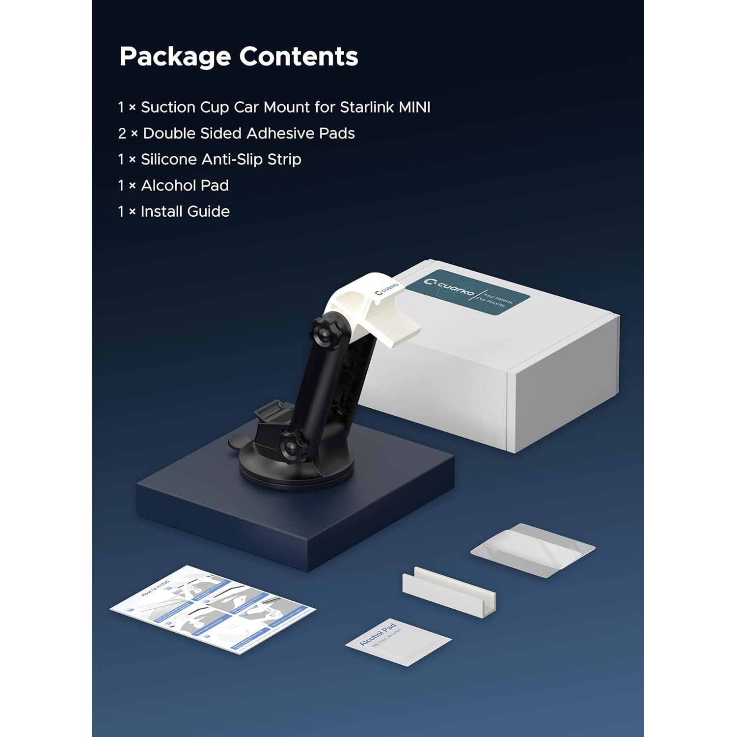 Starlink Mini Car Mount for Dashboard, c Starlink Mini Mounting Kit, [Sticky Suction Base, Angle-Adjustable, Secure Hold] Car Suction Cup Mount