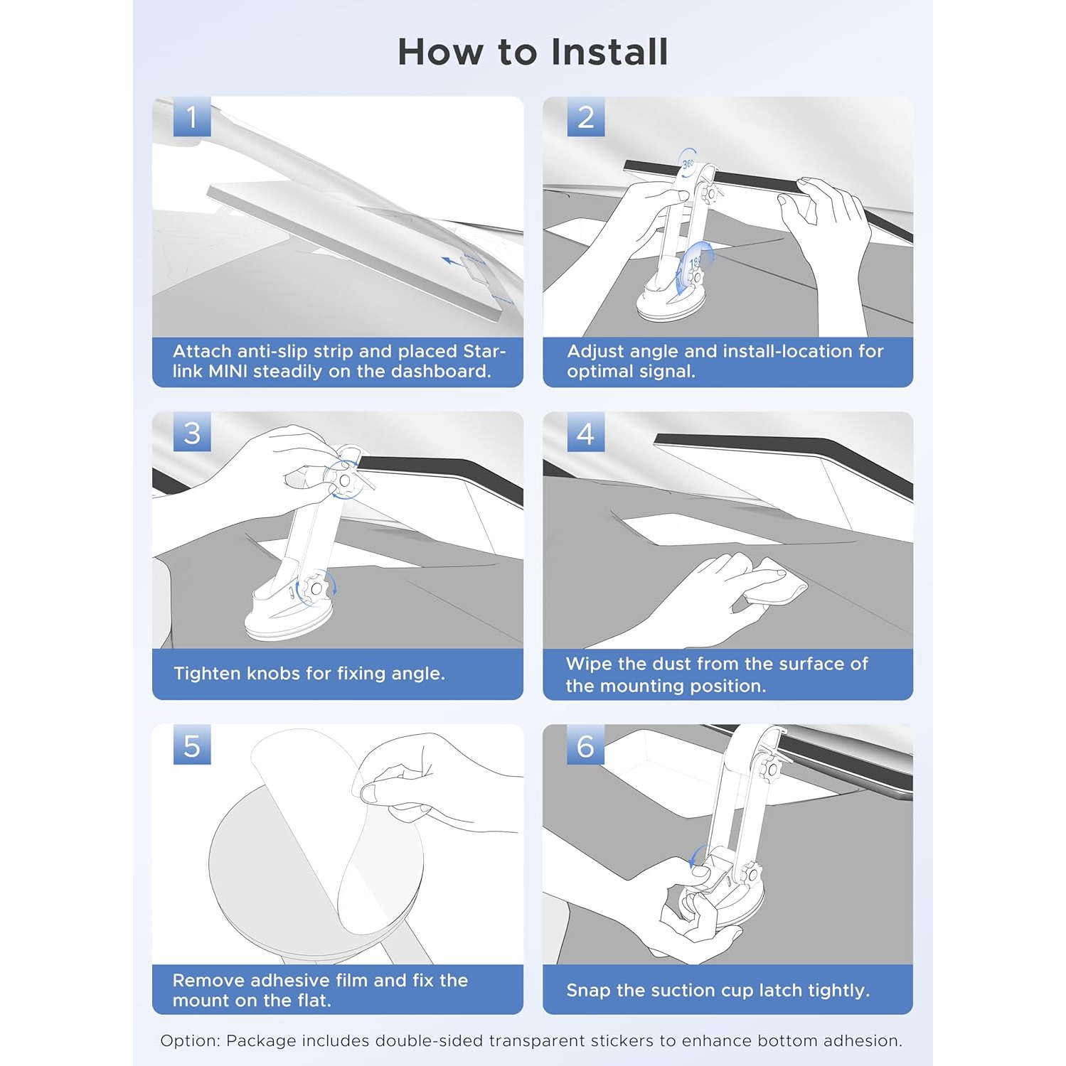 Starlink Mini Car Mount for Dashboard, c Starlink Mini Mounting Kit, [Sticky Suction Base, Angle-Adjustable, Secure Hold] Car Suction Cup Mount