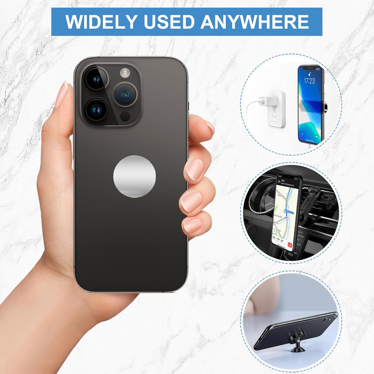 K 30 Pcs Metal Plates for Magnetic Car Mount, 25mm Round Thin Metal Plate with Adhesive for Magnetic Car Mount Phone Holder DIY Crafts