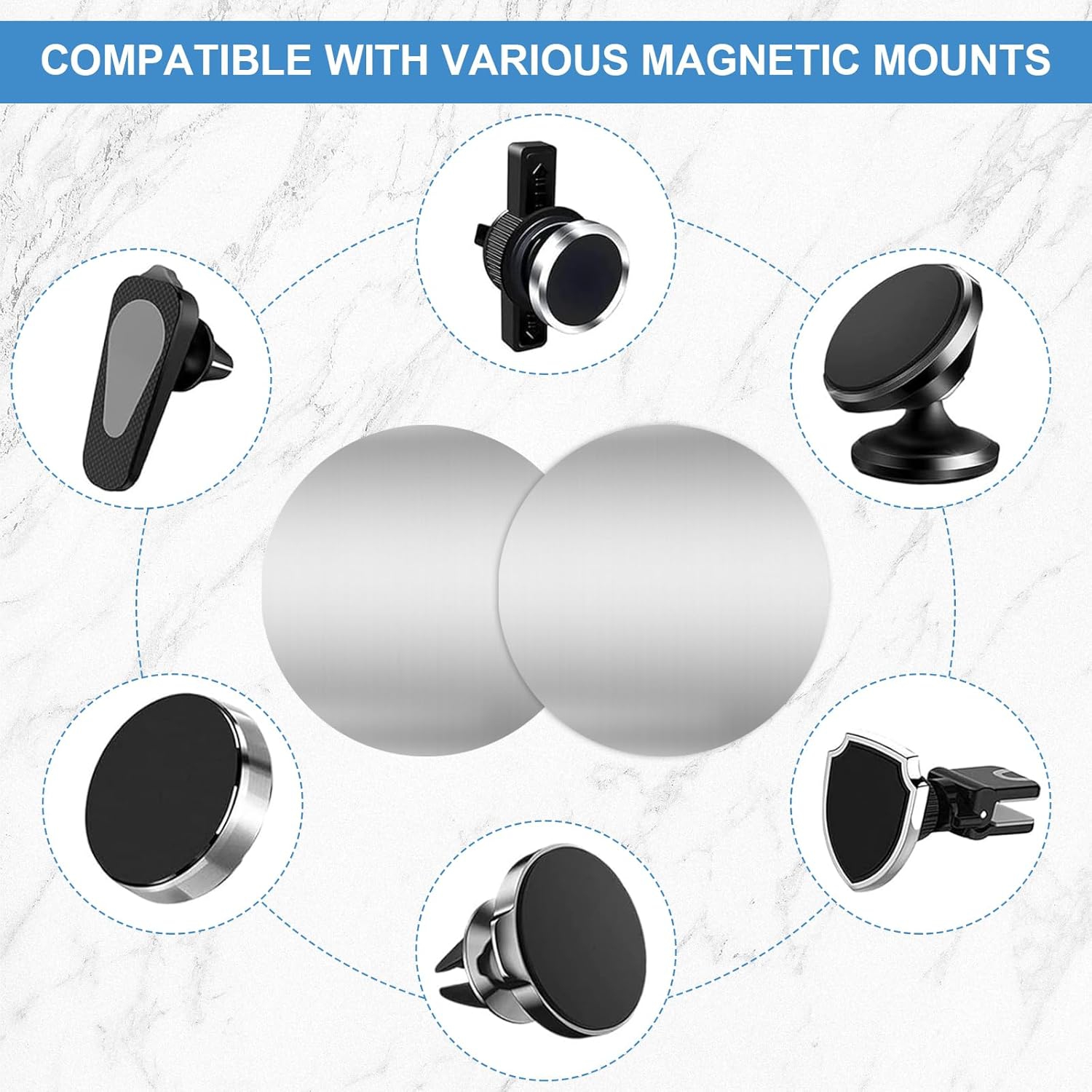 K 30 Pcs Metal Plates for Magnetic Car Mount, 25mm Round Thin Metal Plate with Adhesive for Magnetic Car Mount Phone Holder DIY Crafts