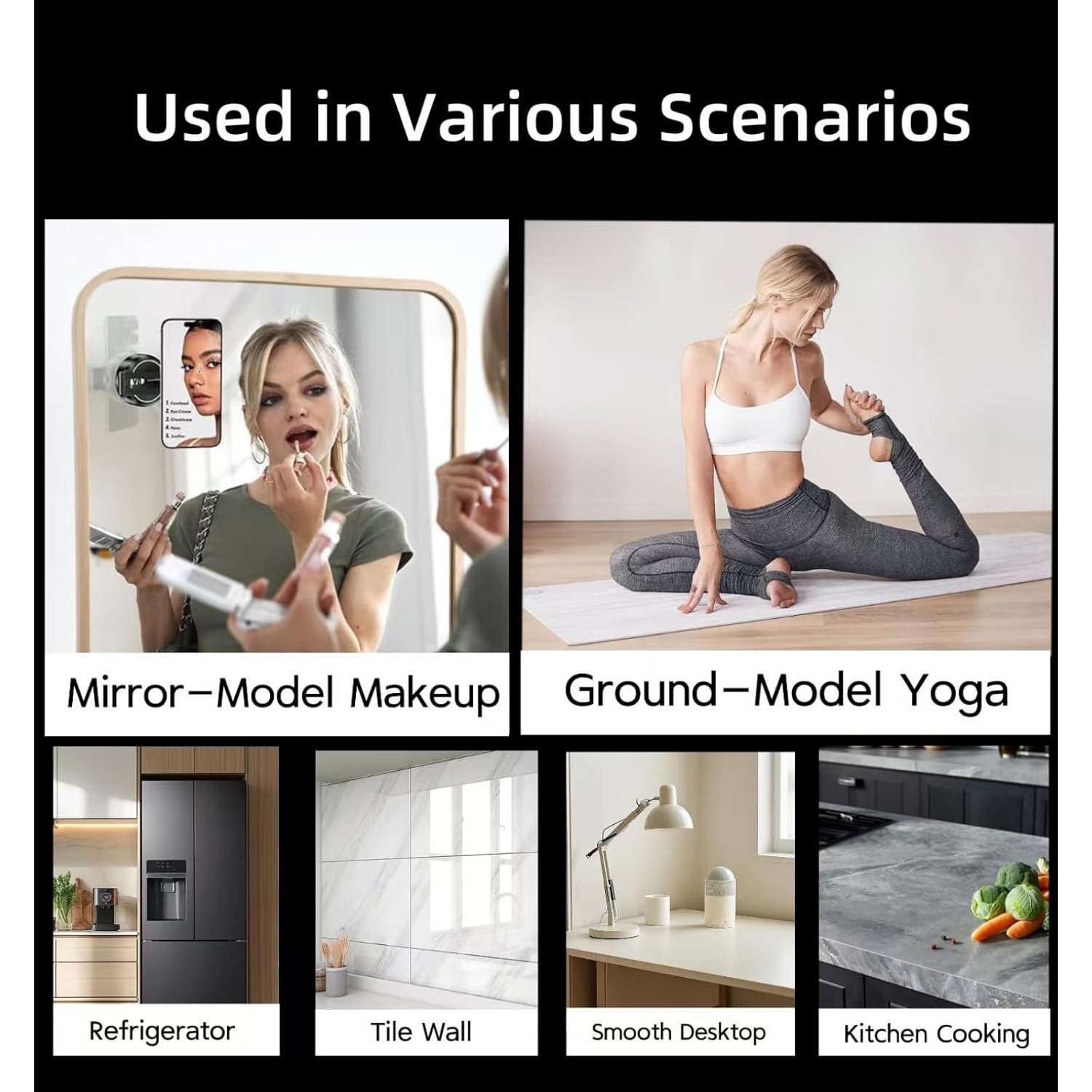 Vacuum Magnetic Suction Cup Phone Holder, Foldable Portable 360° Adjustable Magnetic Phone Holder for Car, Swivel Lock Car Phone Mount Compatible for