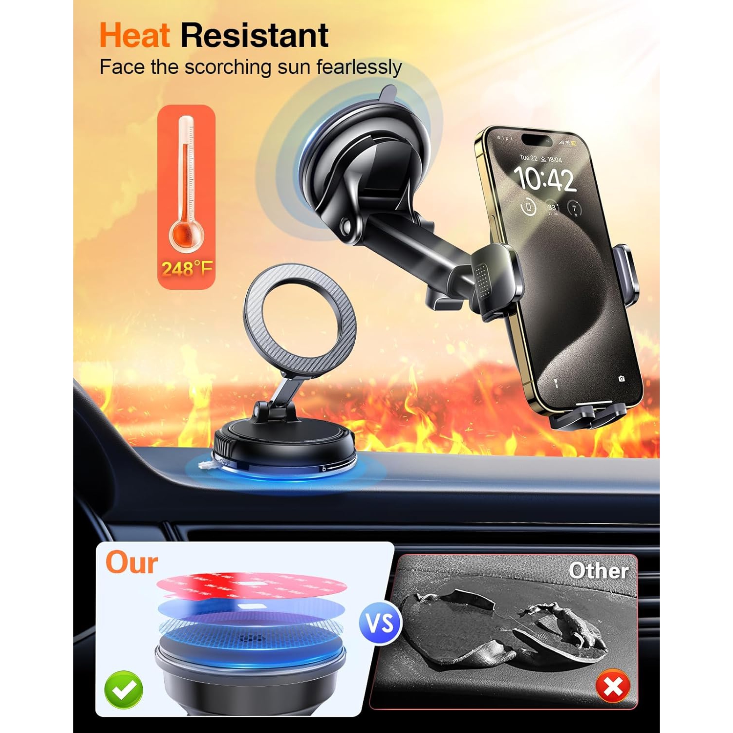 p 75mm Adhesive Pad Replacement for Suction Cup: 4Pcs 2.95'' Double Sided Sticky Tape for Dash Car Mount - 3M VHB Round Sticker Heat Resistant for