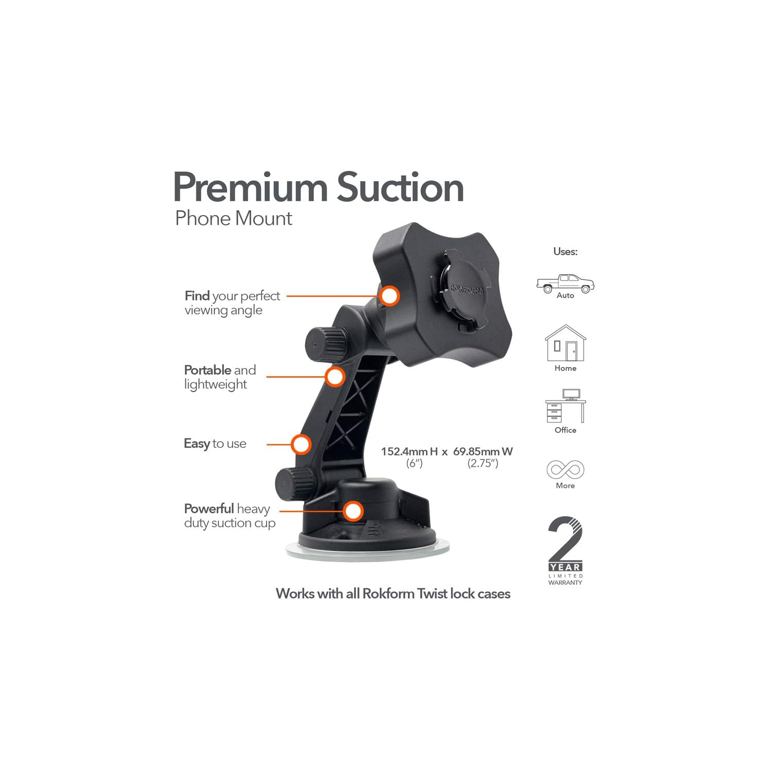 R 333501 R V3 Swivel Window Suction Mount, 1-Pack, Retail-Packaging, Black