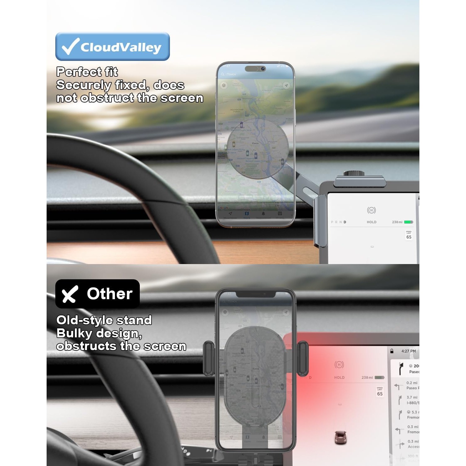 C Tesla Model Y/3 Phone Mount,?Extendable Metal Holder? Design for MagSafe Car Accessories for iPhone, Magnetic Mobile Phone Holders, Strong Magnet