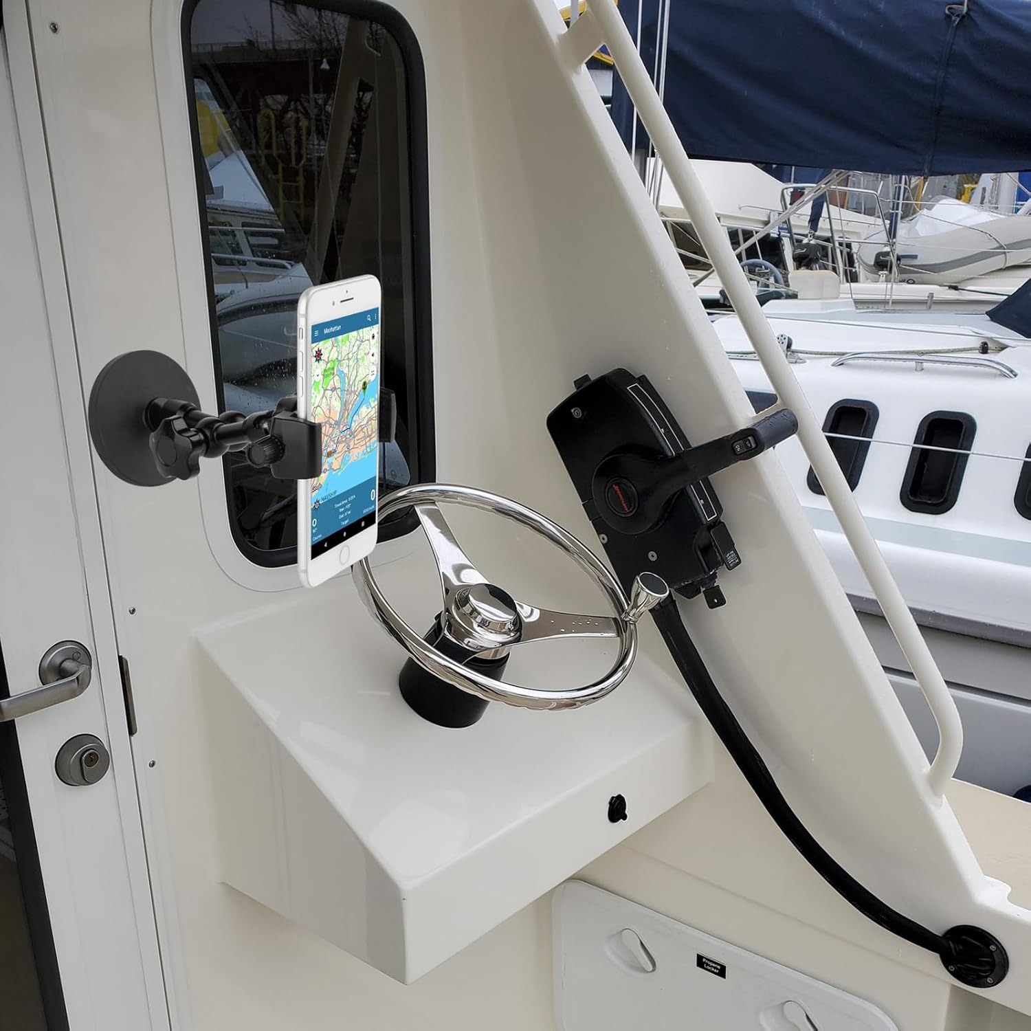 M Magnetic Phone Holder,Heavy Duty Phone Mount for Truck/Tractor/Forklift/Boat/Motor Vehicles,Fit 3.5~7.5 iPhone/Nexus/Smartphone,360°Adjustable Arm