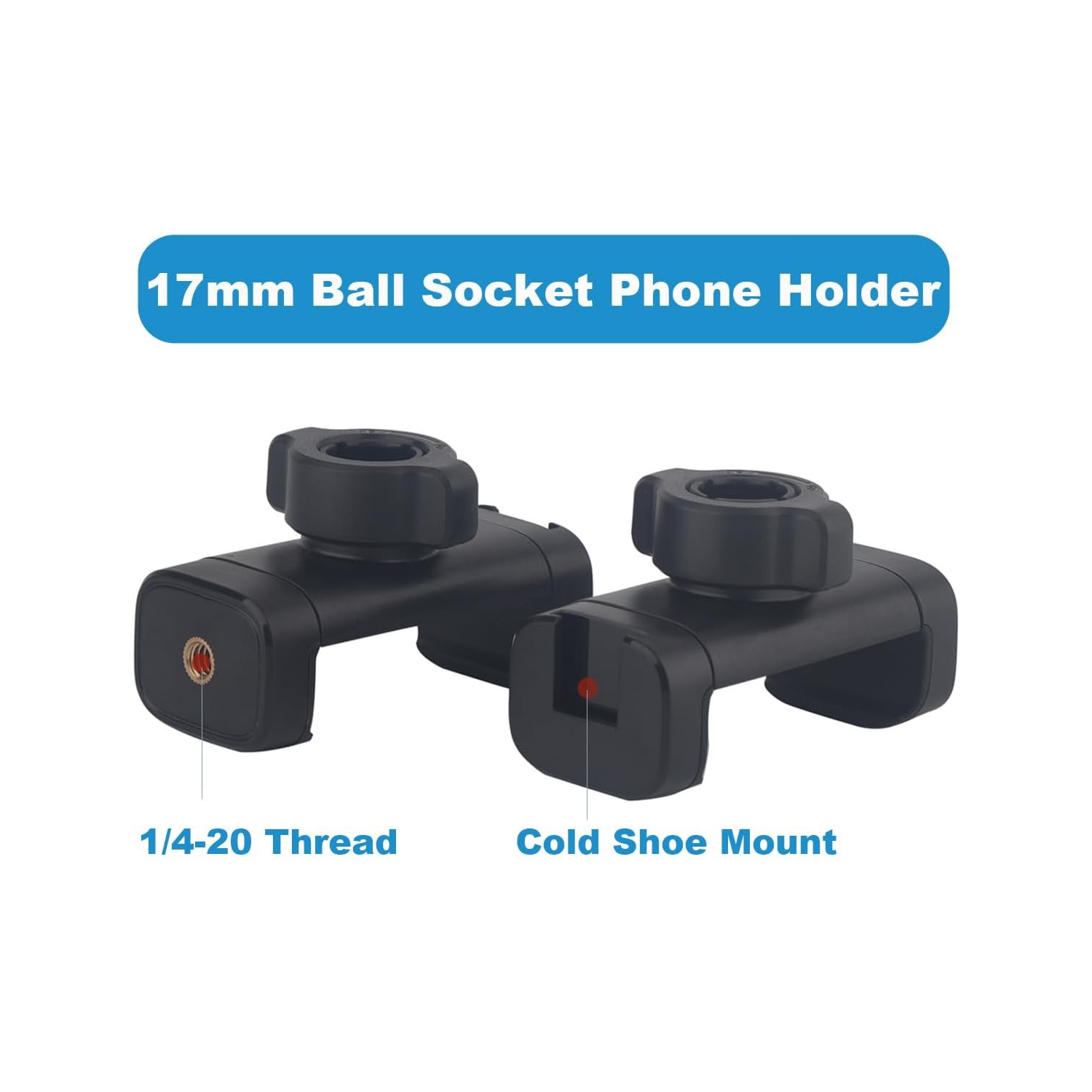 R Ball Mount Phone Holder, 17mm Ball Joint Cell Phone Holder Replacement for Car Phone Mount Ring Light Goose Neck Phone Bracket