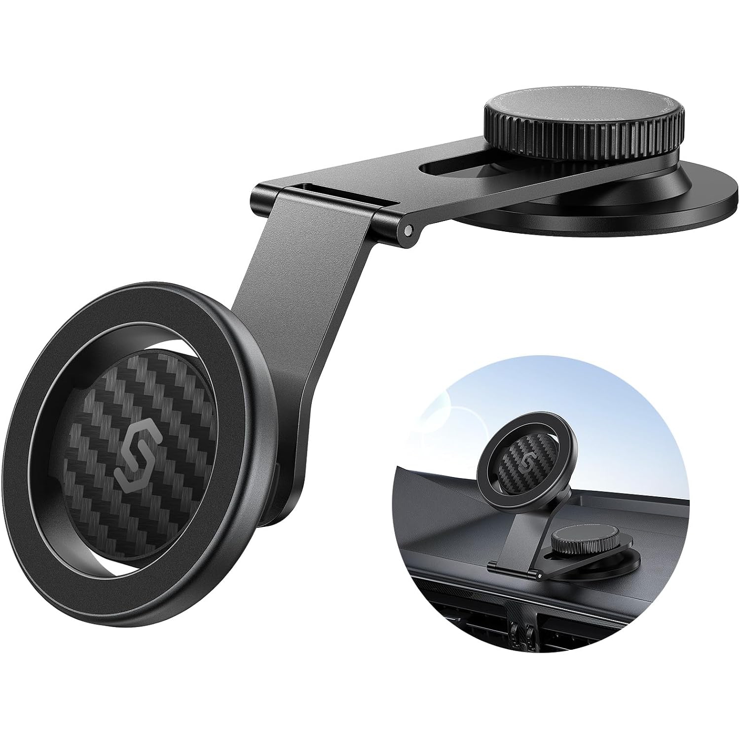 S Fits MagSafe Car Mount for Universal Dashboard, Tesla Screen, Magnetic Phone Holder for Car, Foldable Aluminum Alloy Arm, Super Stable Car Mount