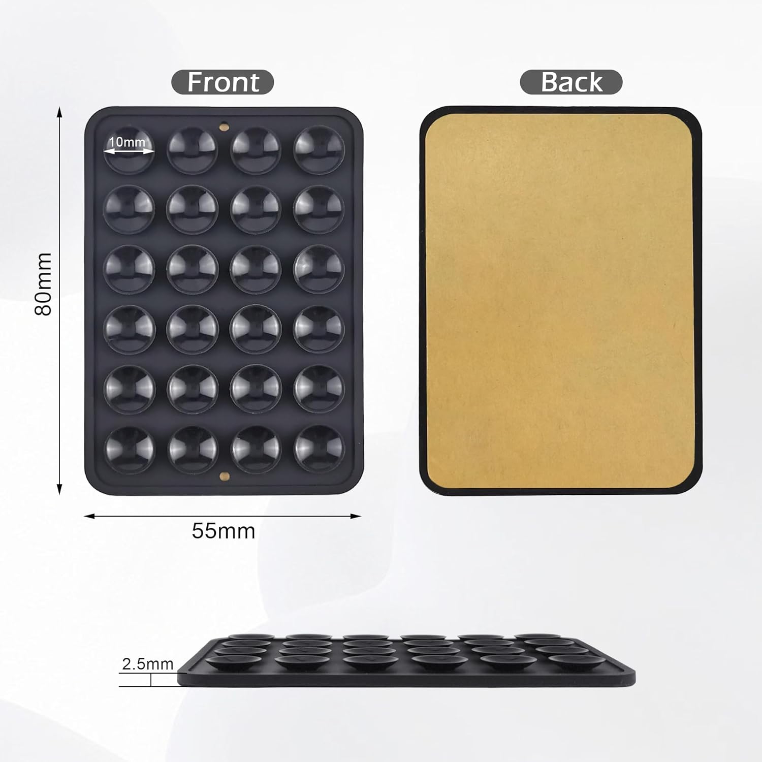 Q 3 PCS Silicone Suction Phone Pads for All Smartphones, Hands-Free Suction Phone Holders Suction Phone Case Sticky Grip Mount for Mirror, Selfie,