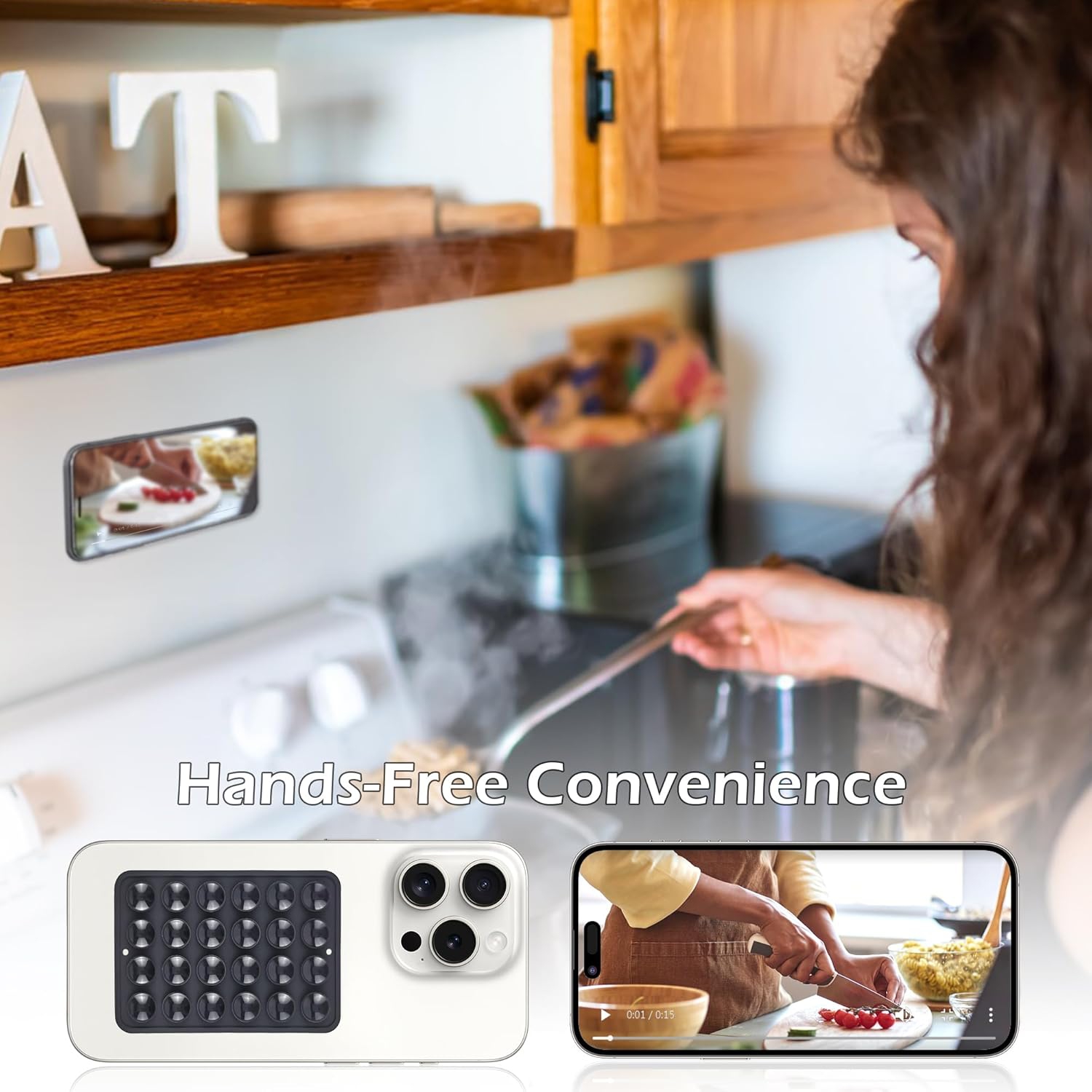 Q 3 PCS Silicone Suction Phone Pads for All Smartphones, Hands-Free Suction Phone Holders Suction Phone Case Sticky Grip Mount for Mirror, Selfie,