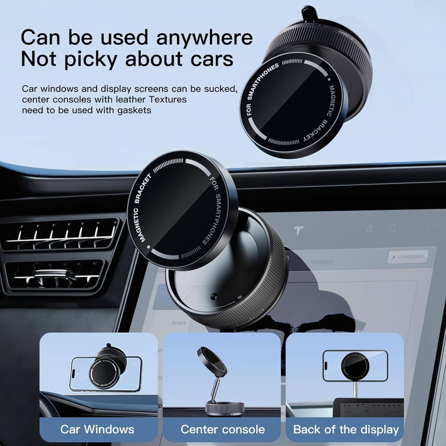 Magsafe Car Mount Phone Holder - Support Cellulaire Auto Magnetic Phone Stand Car, Strong Suction Cup Adjustable Stand for iPhone and All