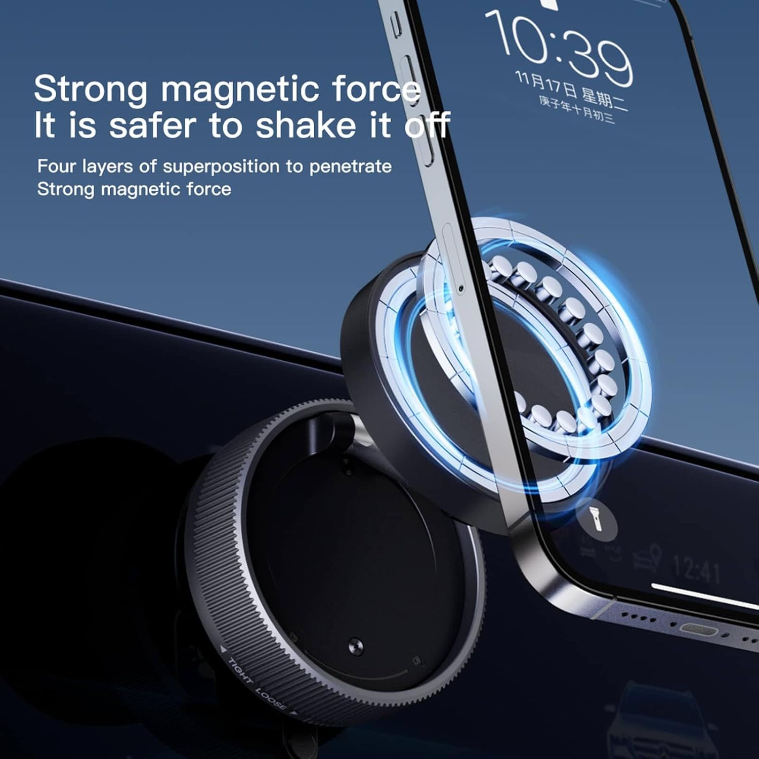 Magsafe Car Mount Phone Holder - Support Cellulaire Auto Magnetic Phone Stand Car, Strong Suction Cup Adjustable Stand for iPhone and All