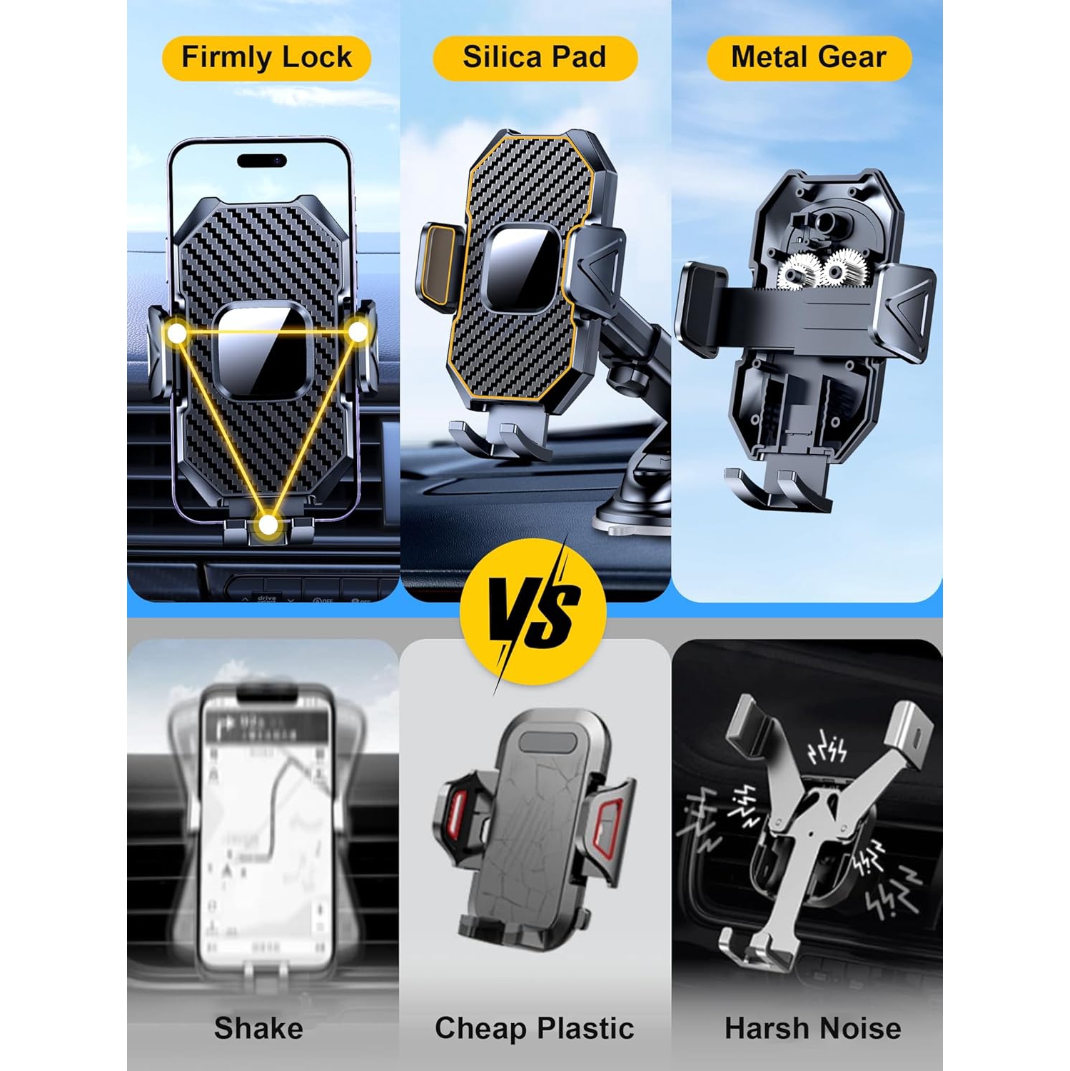 Universal Phone Holder for Car Support Cellulaire Auto Cell Phone Holder Mount Compatible with All 4-7'' Cellphones