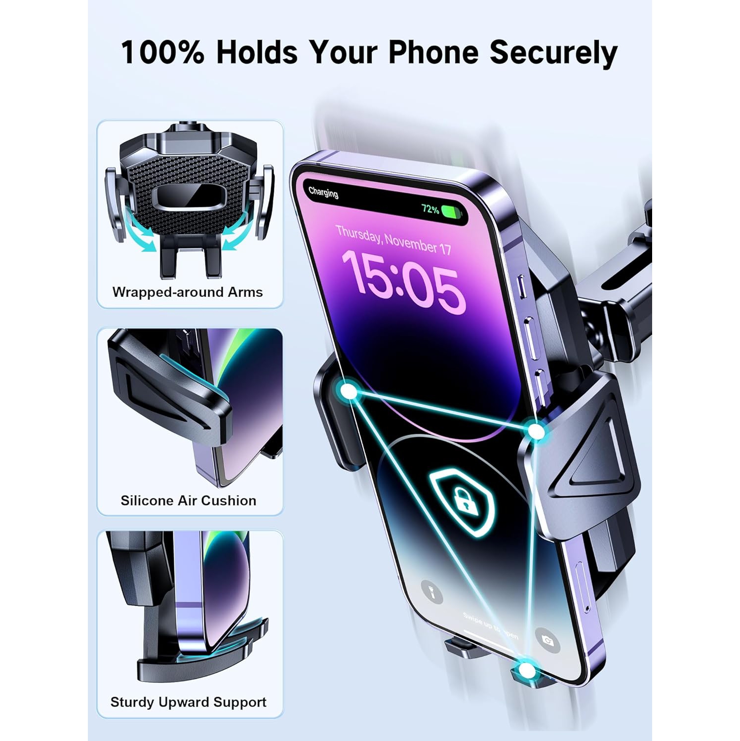 Universal Phone Holder for Car Support Cellulaire Auto Cell Phone Holder Mount Compatible with All 4-7'' Cellphones