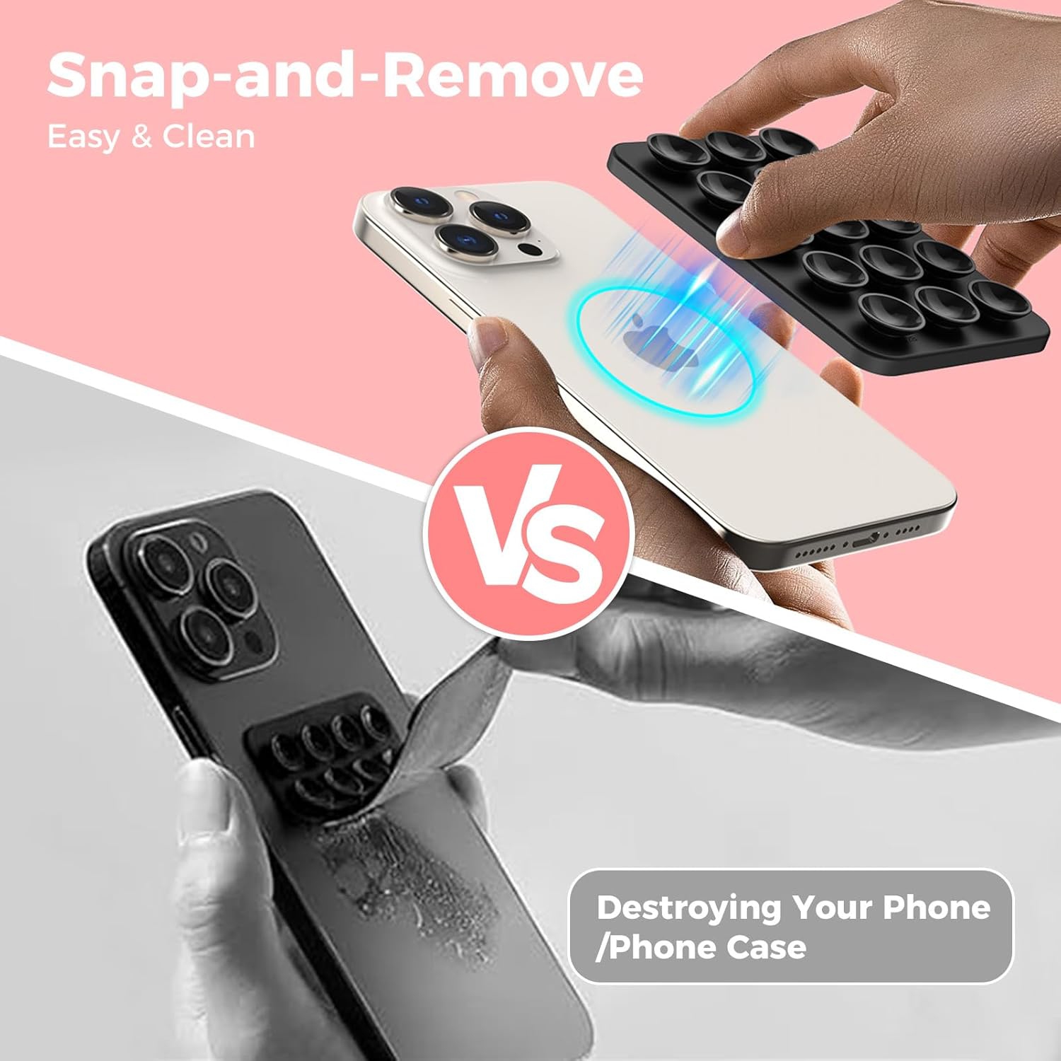 A Silicone Suction Phone Case Stand for iPhone 16/15/14/13/12 Series, Magnetic Suction Cup Phone Mount for iPhone MagSafe Phone Case, Mirror Shower