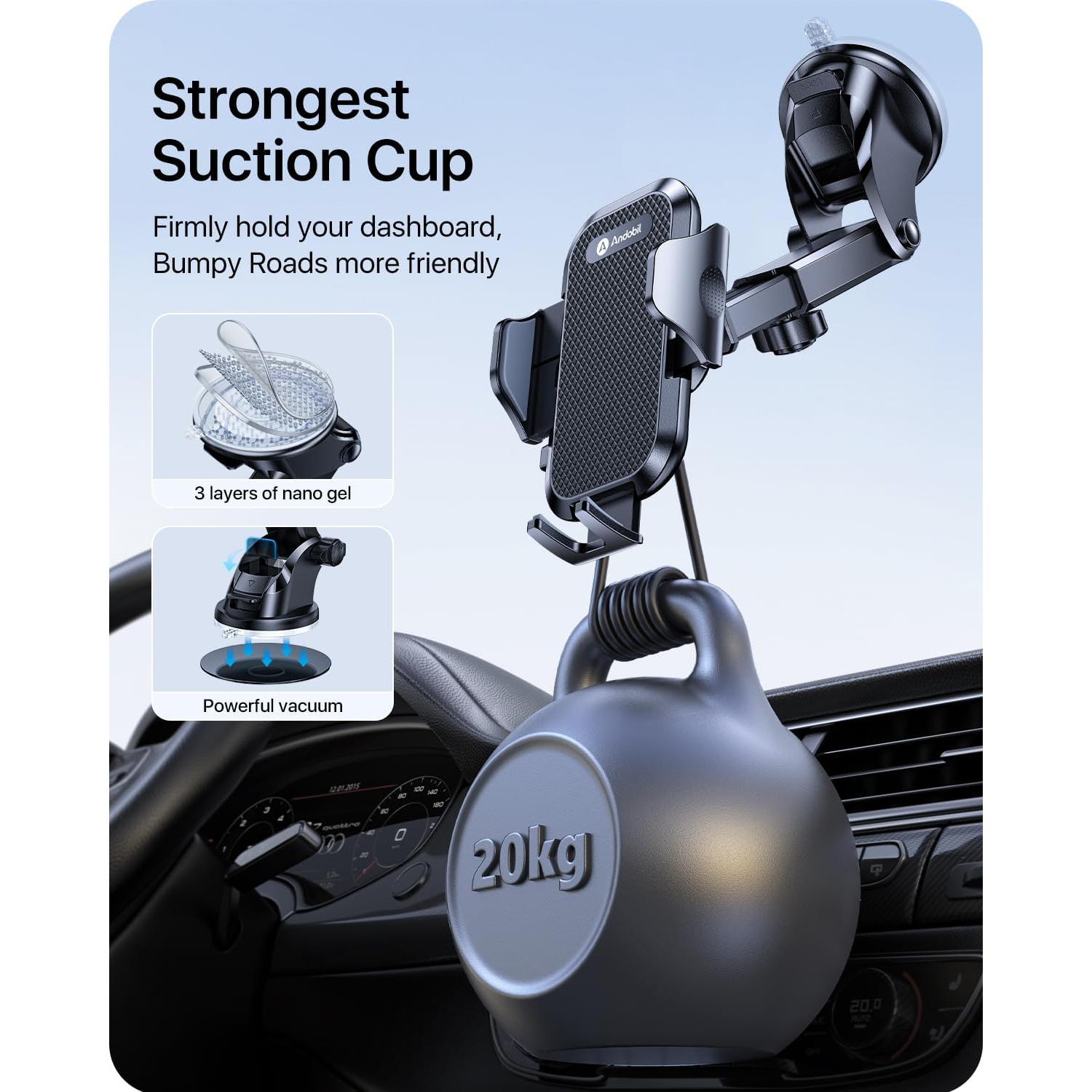 a Phone Holder Car [Big Phones Friendly] 3-in-1 Universal Car Phone Holder Mount for Dashboard Windshield Vent Fit for iPhone 16 Pro Max 15 14 13 12,