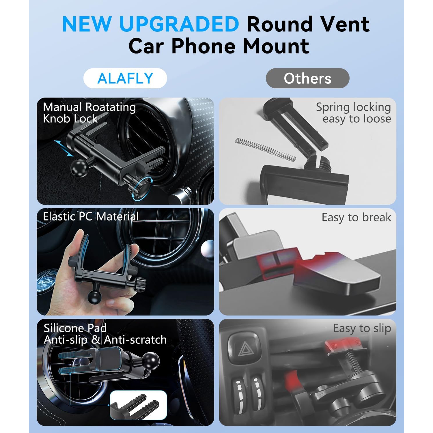 A Compatible with Magsafe Car Mount for Mercedes Benz A/B/C/E/G/GLA/GLK/Mini Cooper Round Air Vent, Strong Magnetic Phone Holder for iPhone 16 15 14