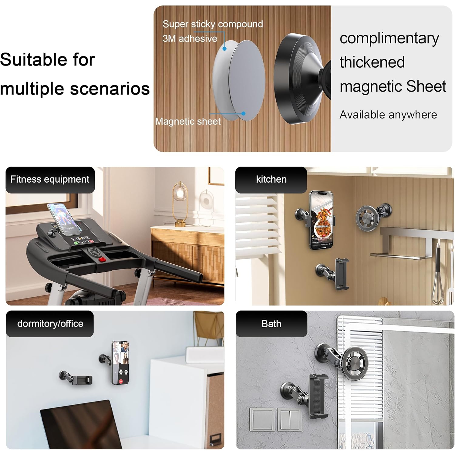 Gym Magnetic Phone Holder Mount, Magnetic Phone Holder Strong Magnets for Gym Accessories Attach to Metal Surface, Phone Mount for Golf Carts Kitchen