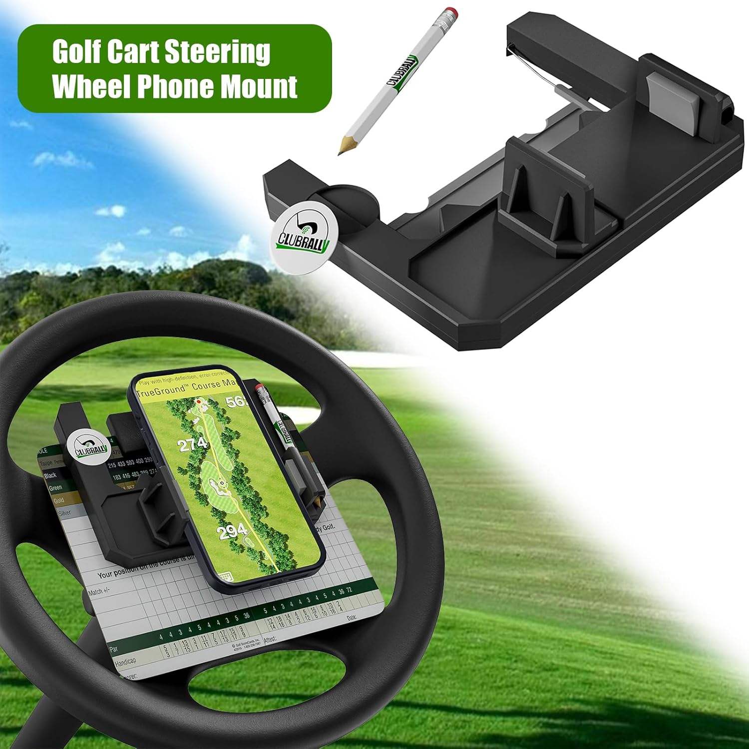 C Golf Cart Steering Wheel Phone Holder for Club Car EZGO Yamaha